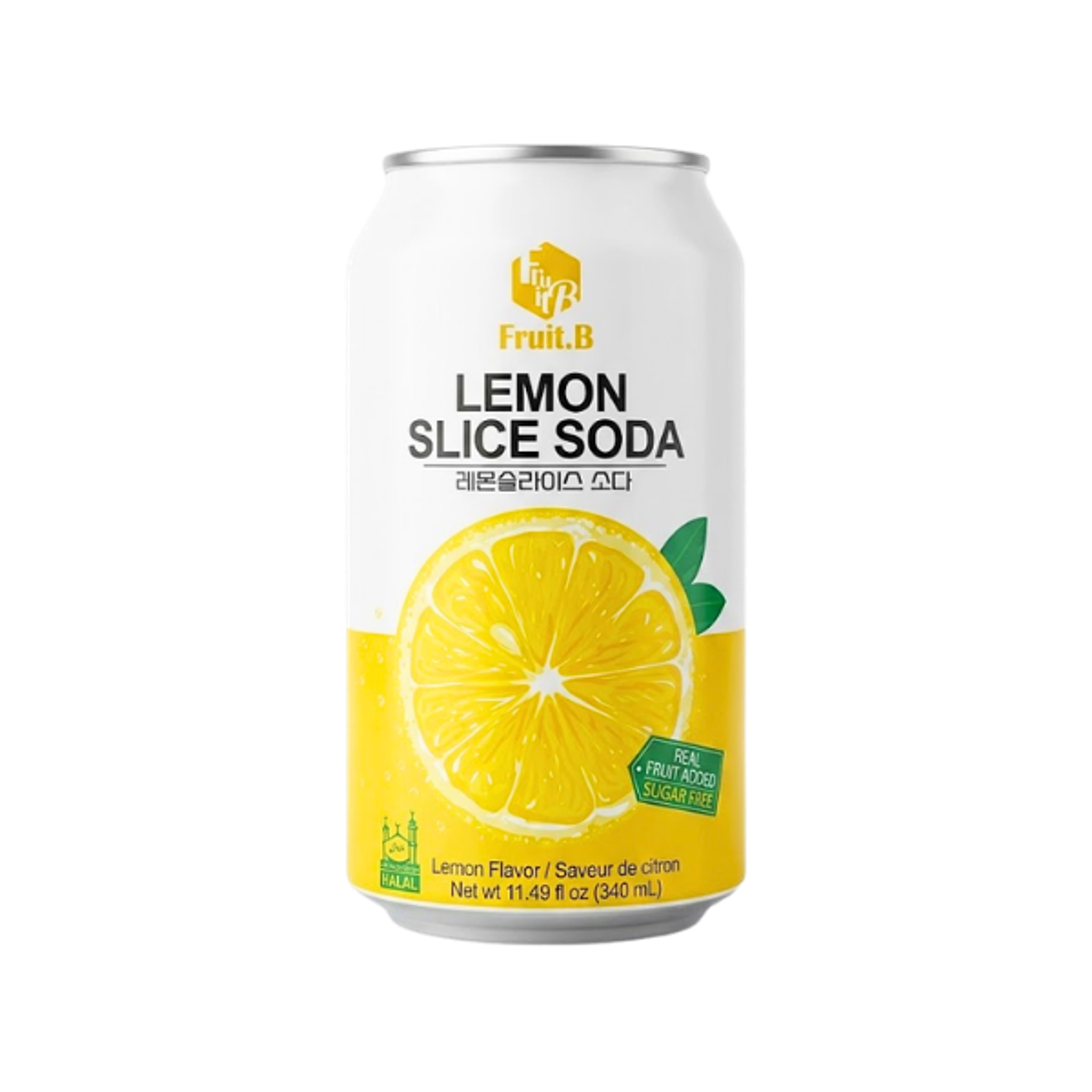 FRUIT.B Lemon Slice Soda 340ml | Zuckerfreie Zitronen-Limonade mit echter Zitronenscheibe