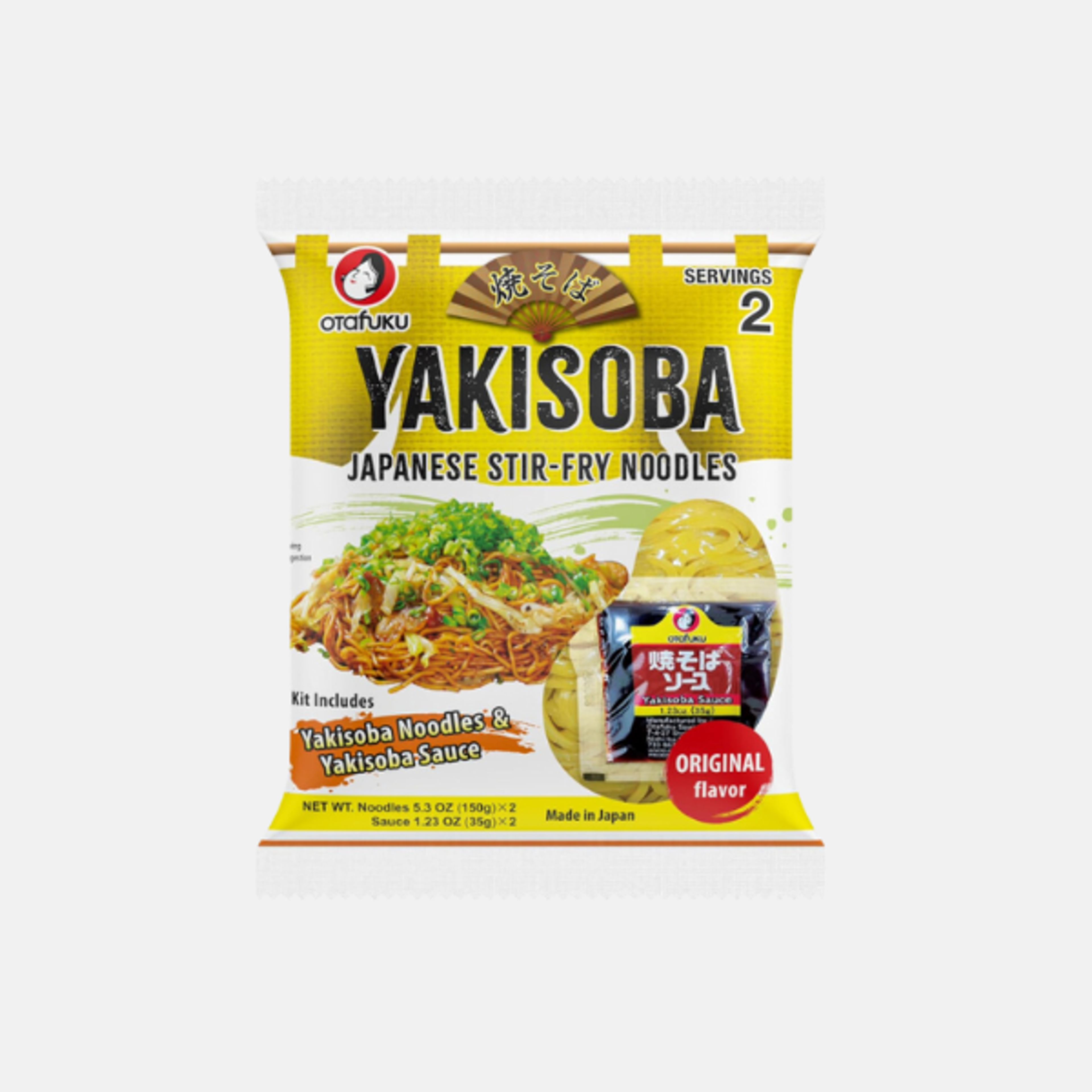 OTAFUKU Yakisoba 370g – Fertig-Set mit japanischen Nudeln und Yakisoba-Sauce, einfach und schnell zuzubereiten