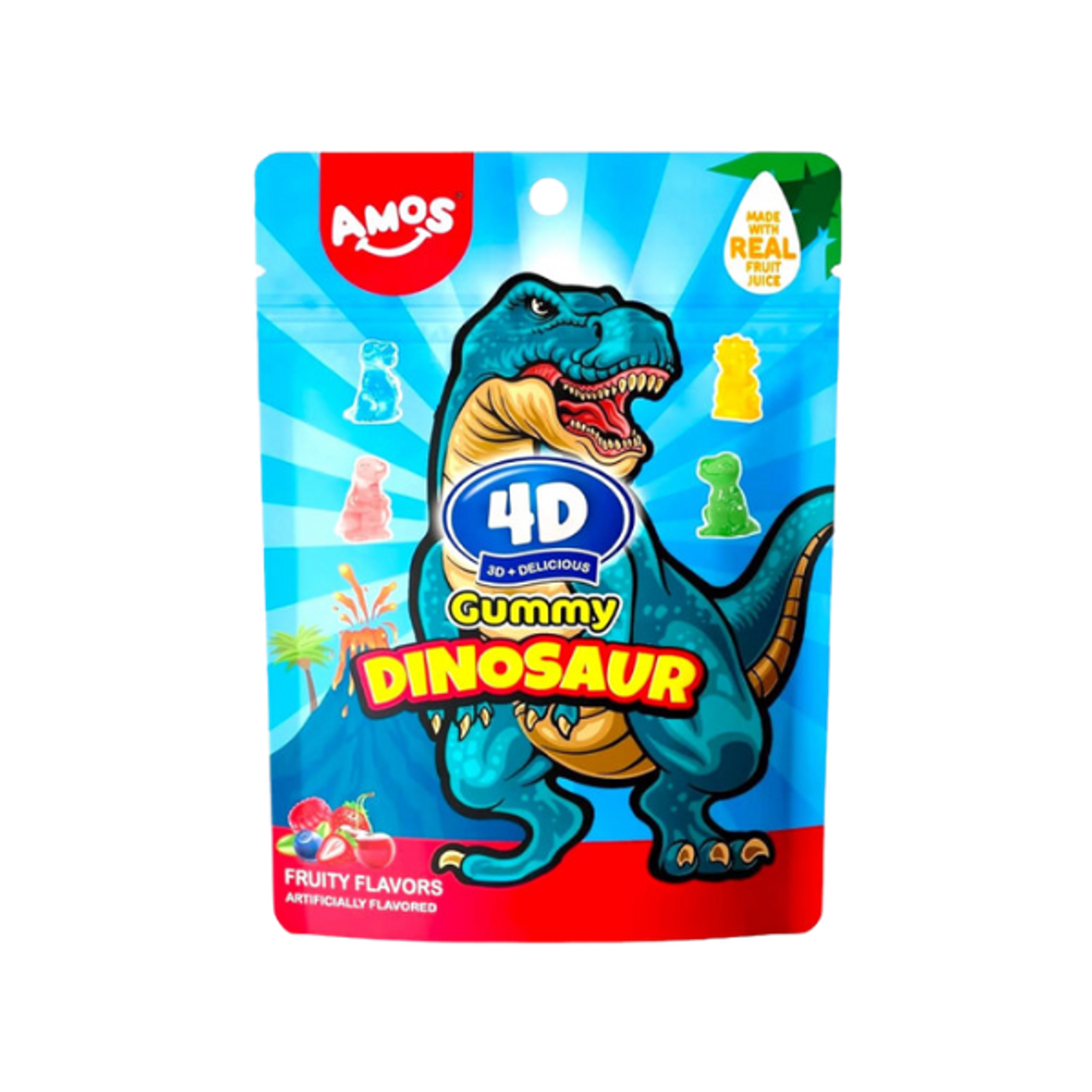 AMOS 4D Gummy Dinosaur 65 g | Dino-Fruchtgummis mit fruchtigem Geschmack