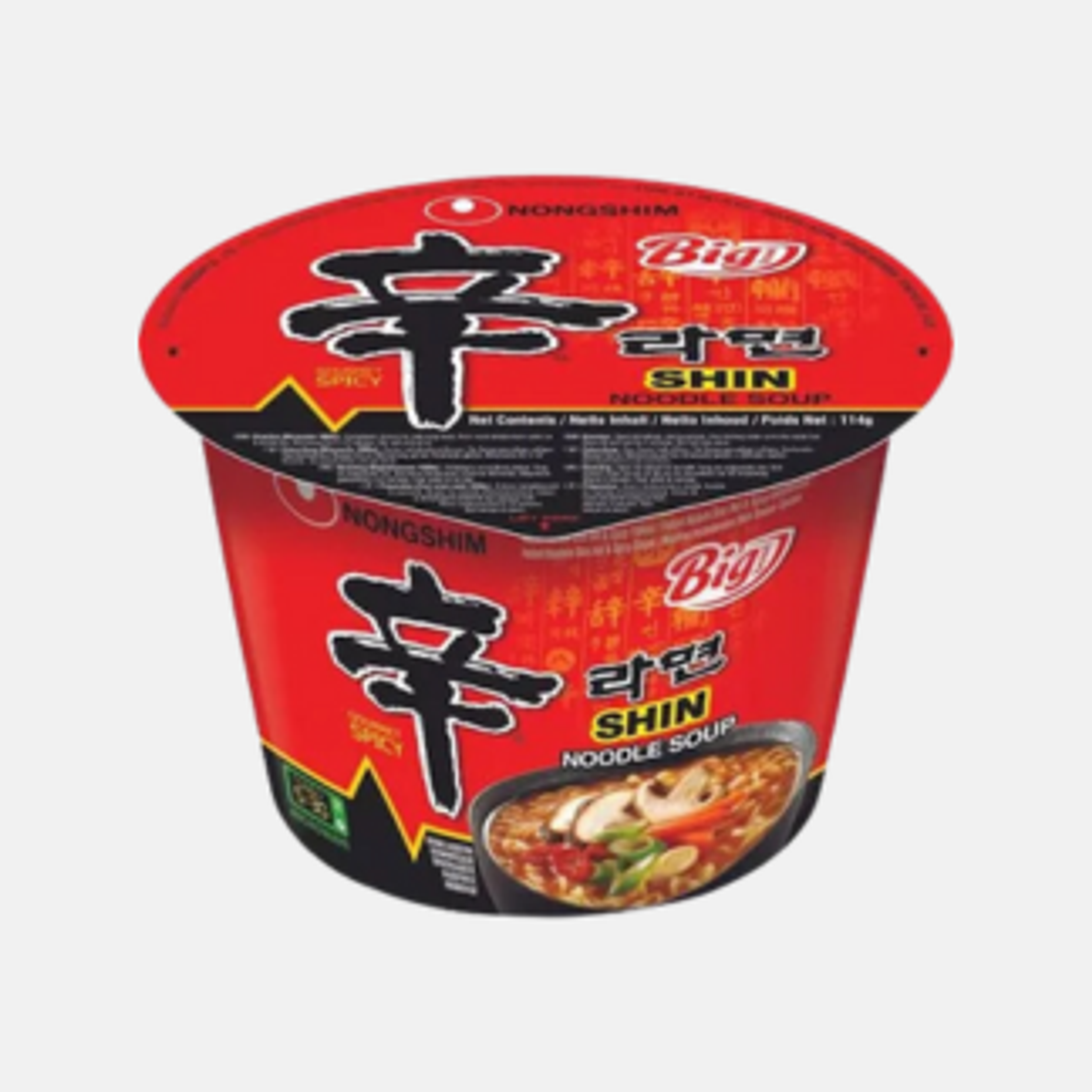 Nongshim Shin Ramyeon Big Bowl 114g – Scharfe, koreanische Instantnudeln im großen Becher