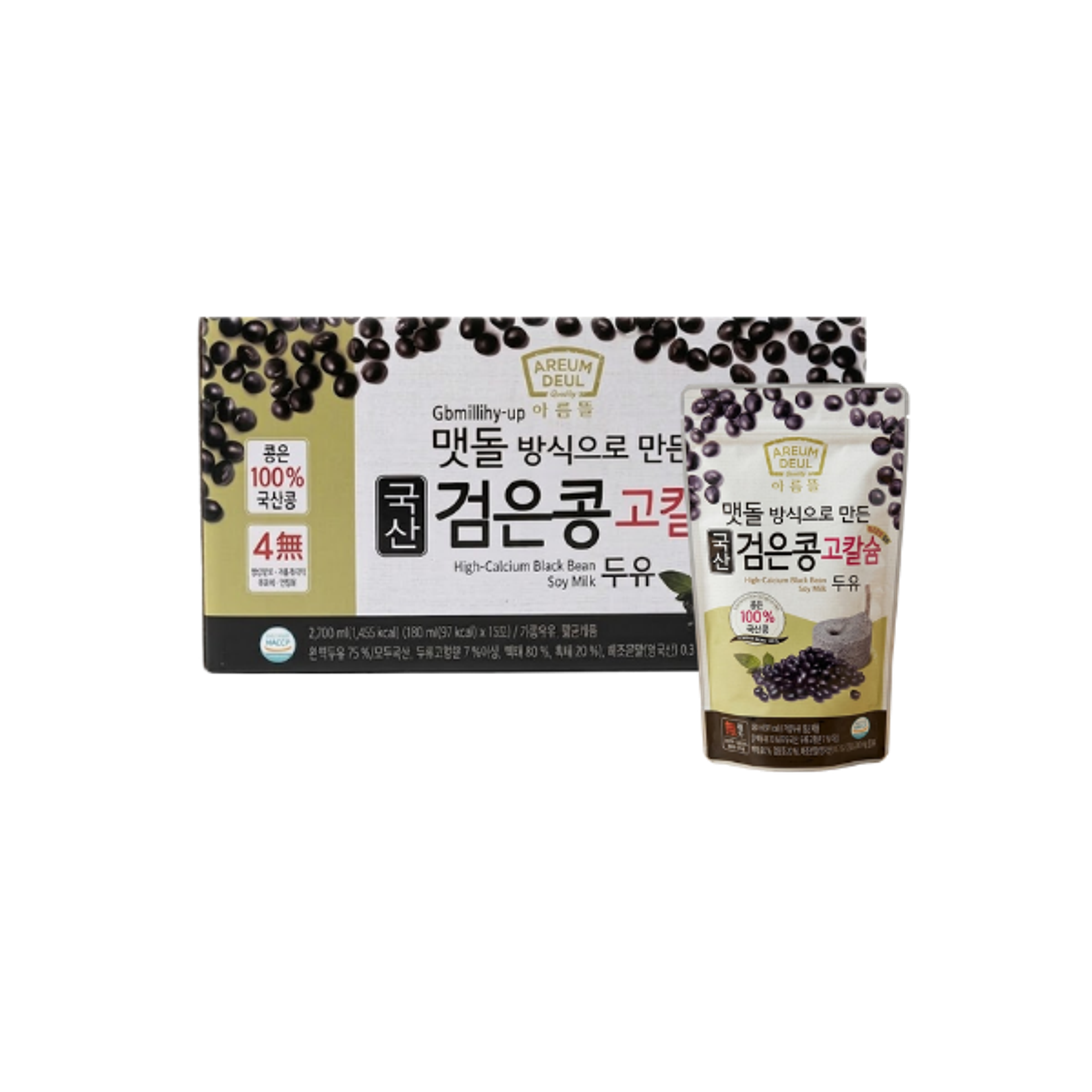 AREUMDEUL Schwarze Sojamilch 180ml | Hoher Calciumgehalt & ohne Zusatzstoffe