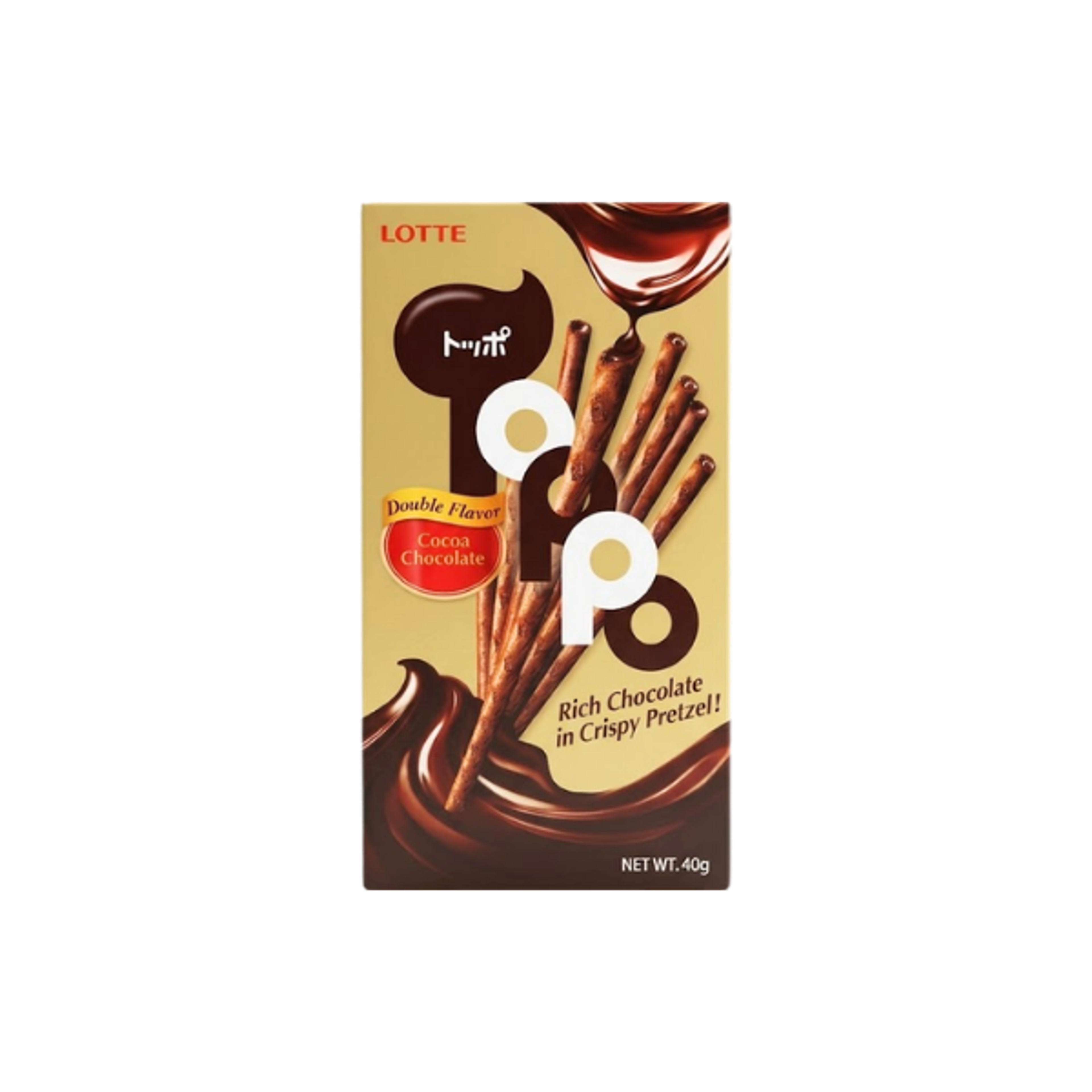LOTTE Toppo Cocoa Chocolate 40g | Knusprige Kekssticks mit Schokoladenfüllung