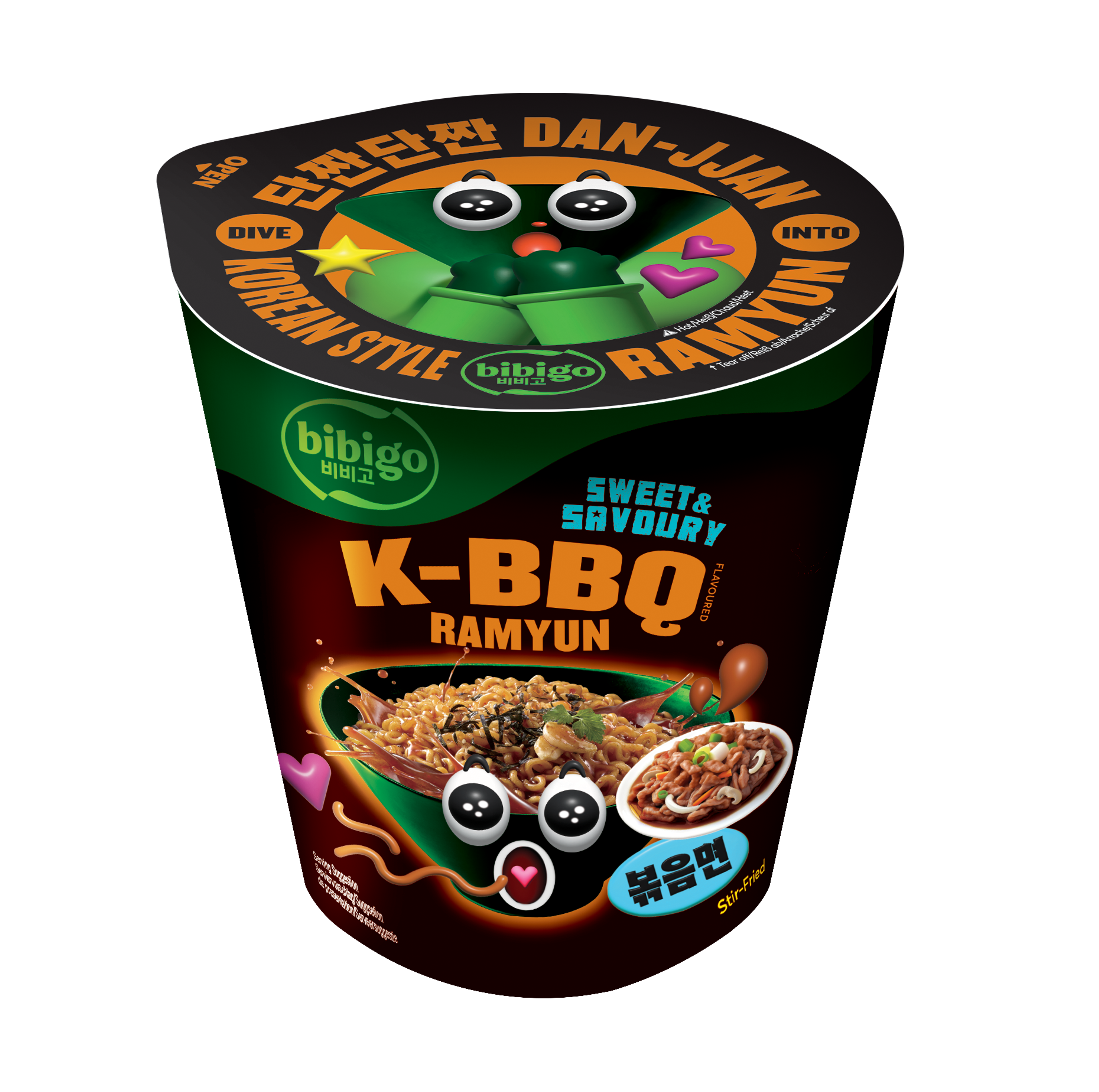 BIBIGO K-BBQ Stir-fry Ramyun Sweet & Savory 98 g – Koreanische BBQ-Bratnudeln Bulgogi-Style