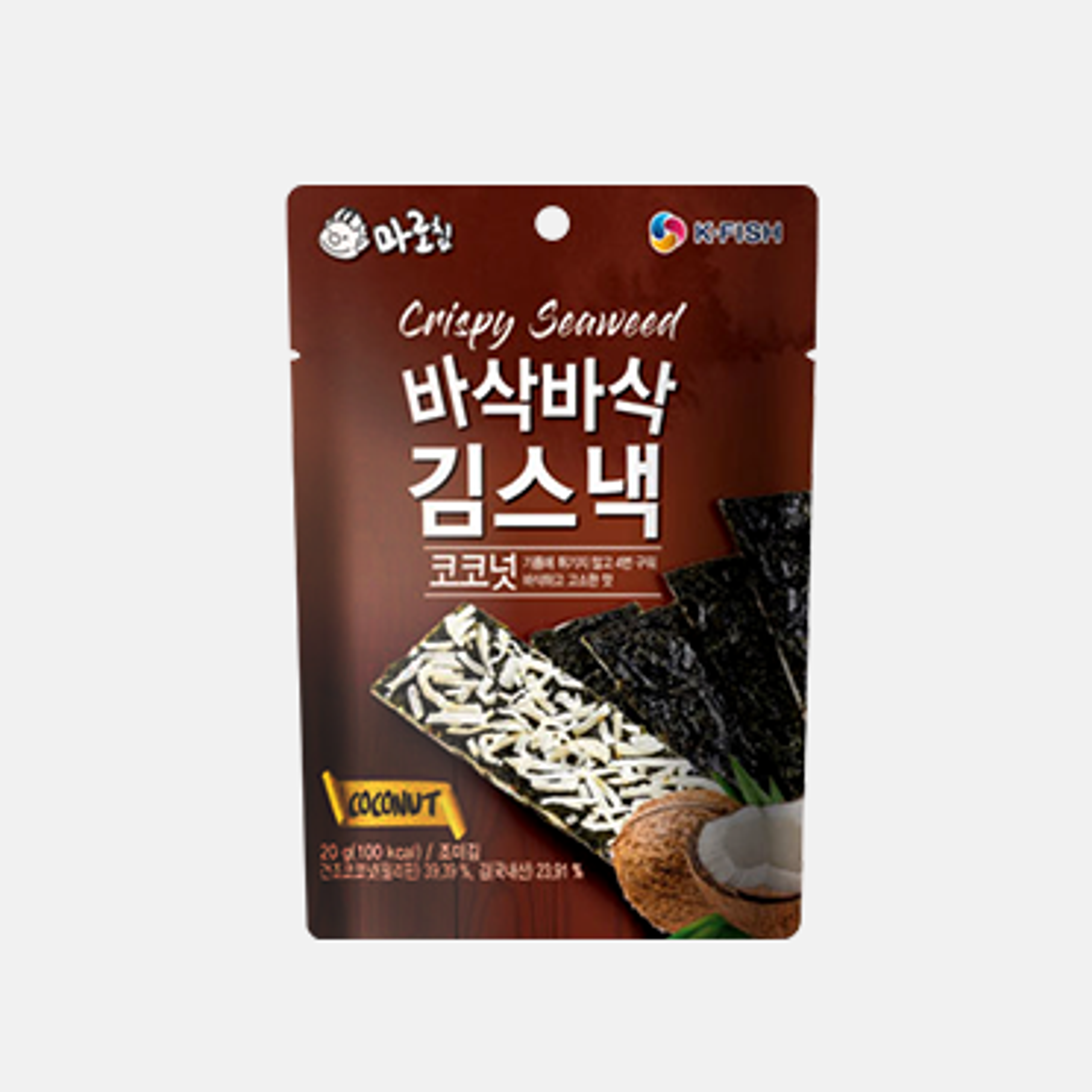 K-FISH Crispy Seaweed Coconut serviert als exotischer Snack