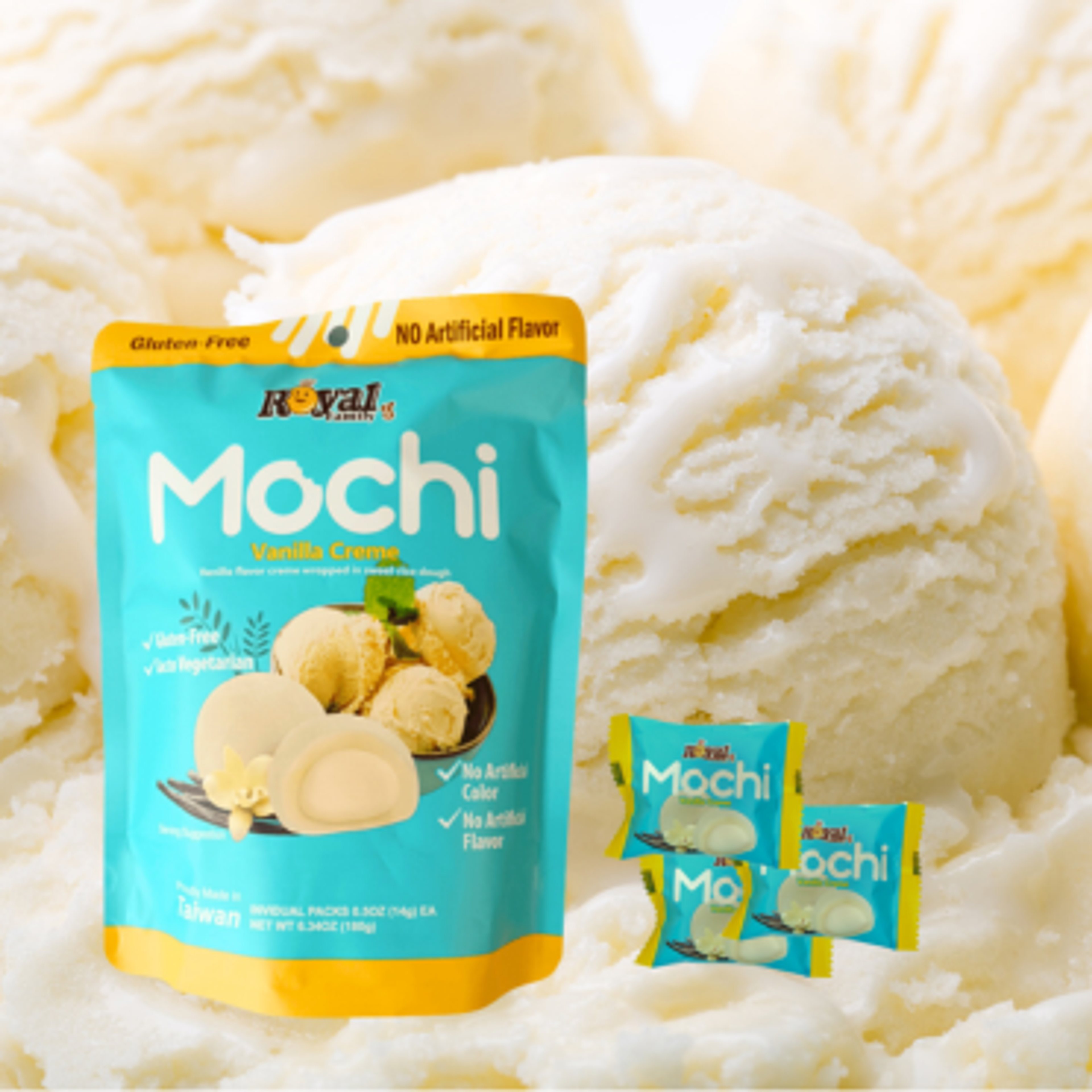 Royal Family Mochi Vanilla Creme - Delicate Mochi with No Artificial Additives, 180g