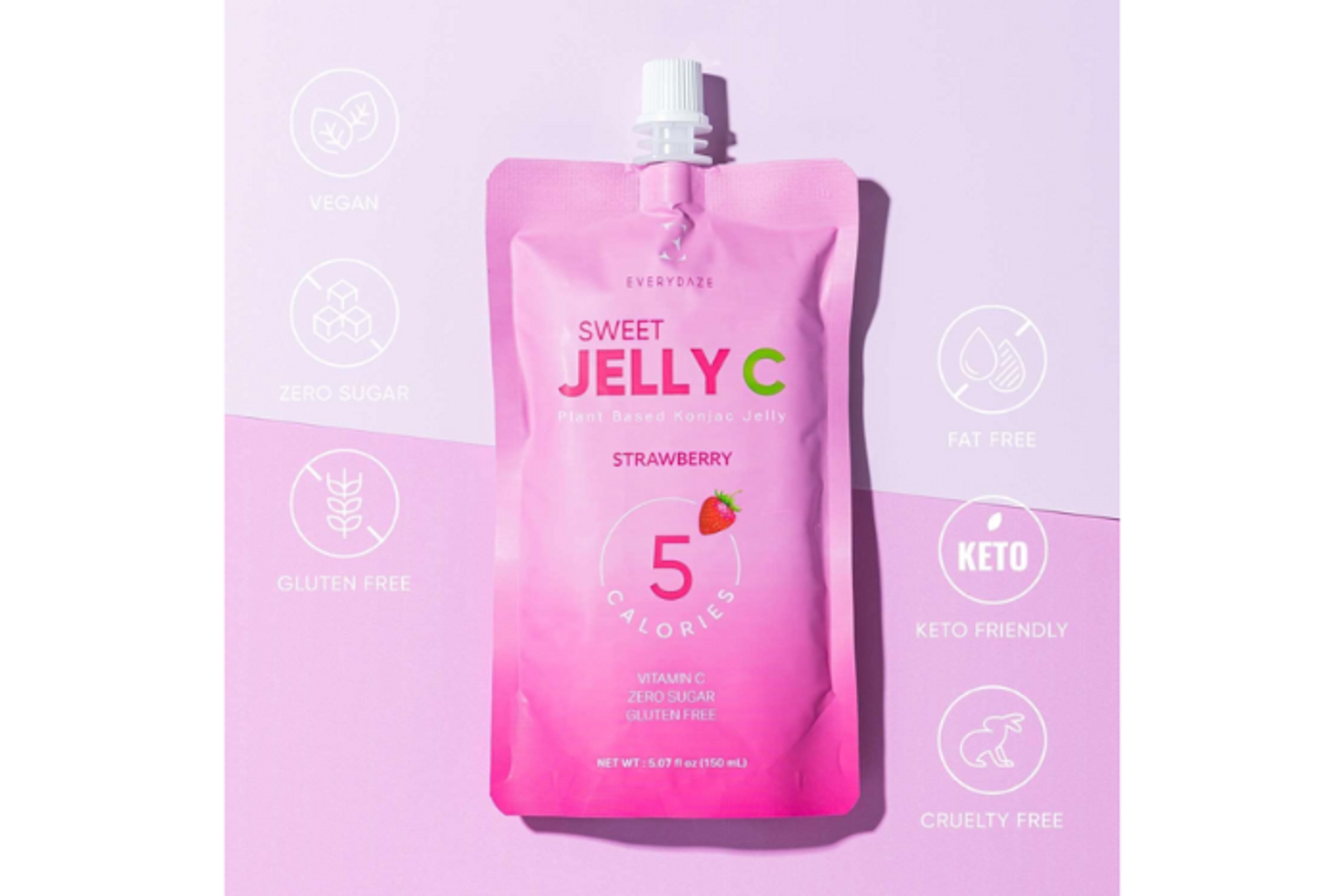 EVERYDAZE Sweet C Konjac Jelly Peach 150ml - Refreshing, Sugar-Free Drink with Vitamin C