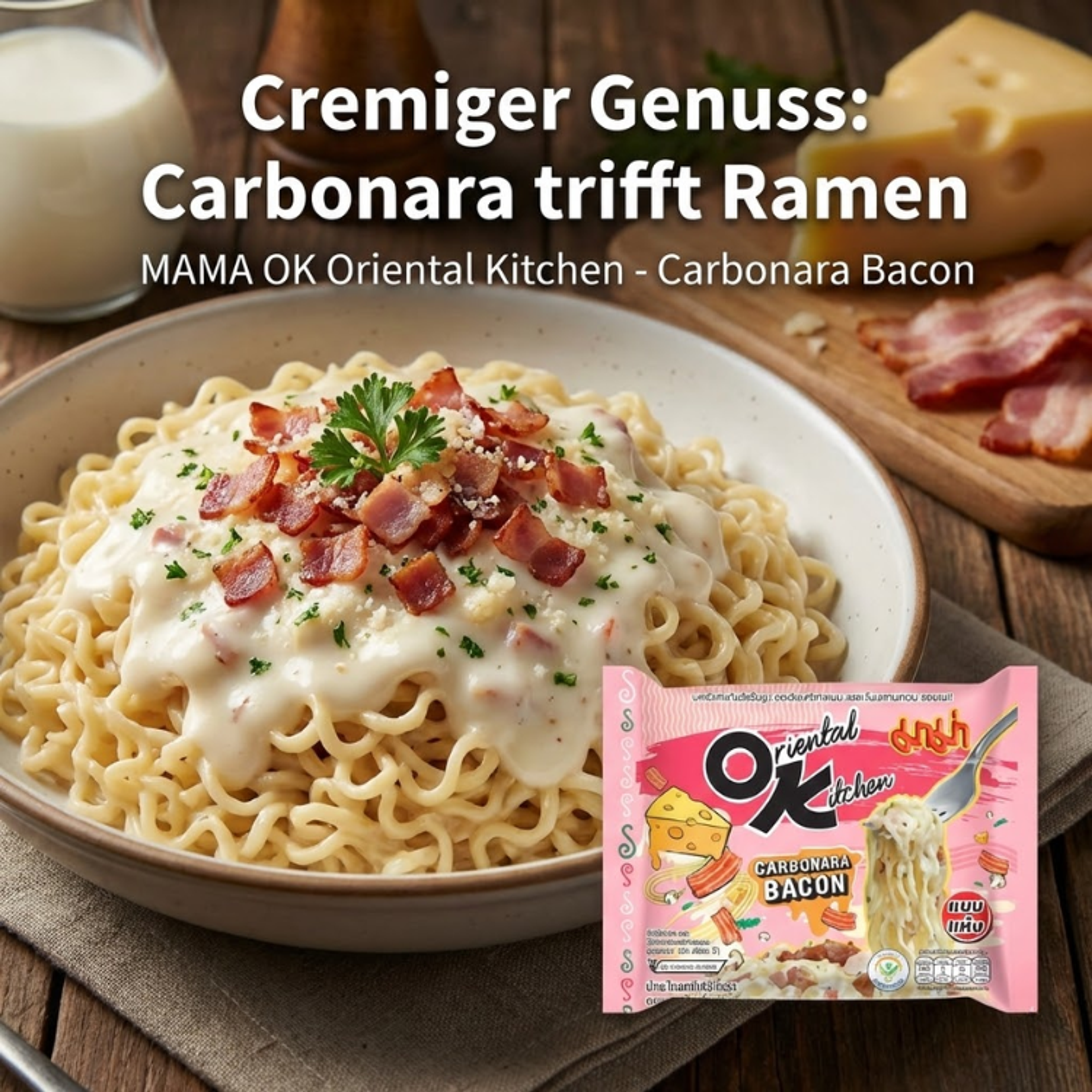 1. 표준형 (가장 정확한 키워드 조합) MAMA OK Ramen Carbonara Bacon (85g) – Cremige Instant-Nudeln
