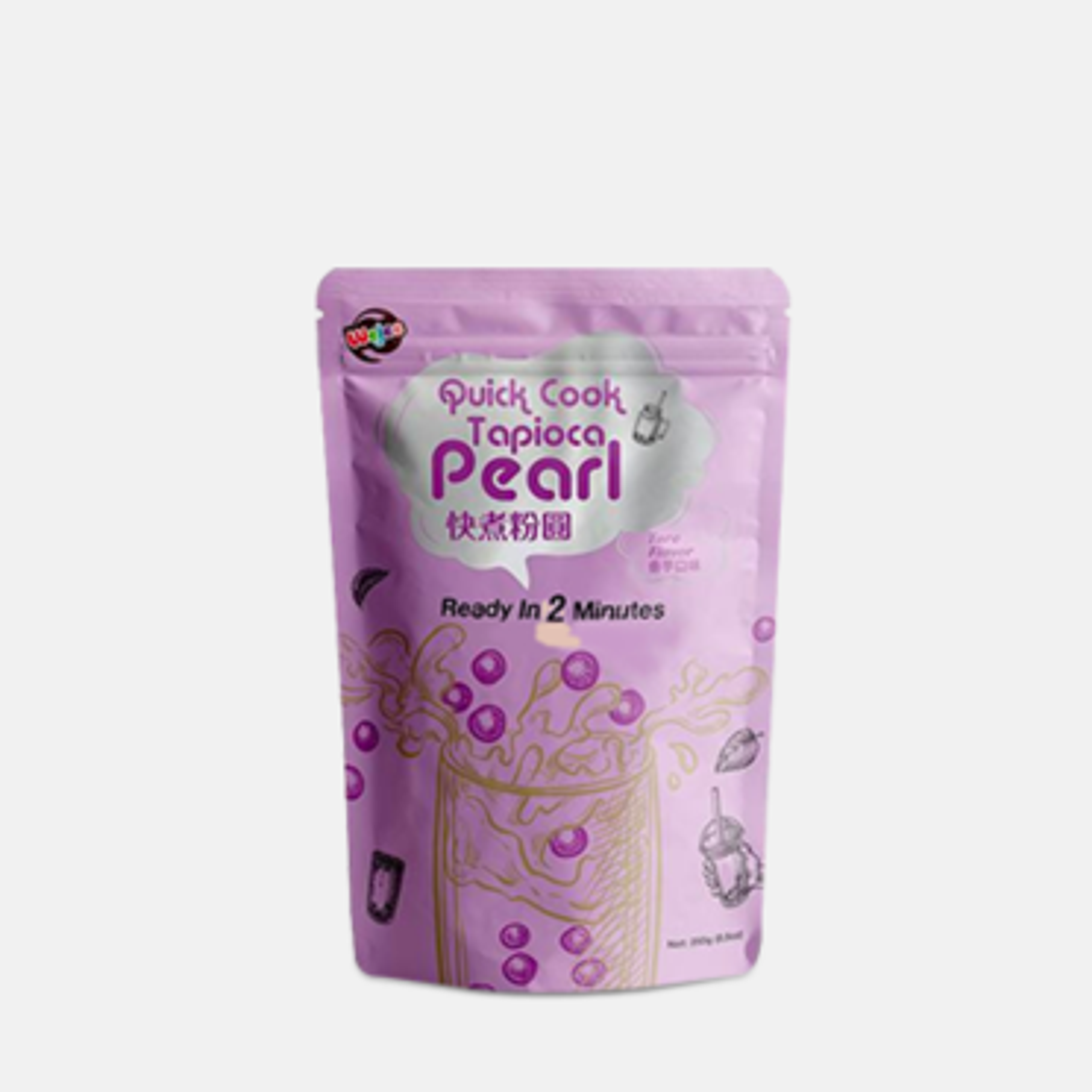 Wejee Quick Cook Tapioca Pearl Taro 250g - Wejee Taro Tapiokaperlen in der Verpackung.