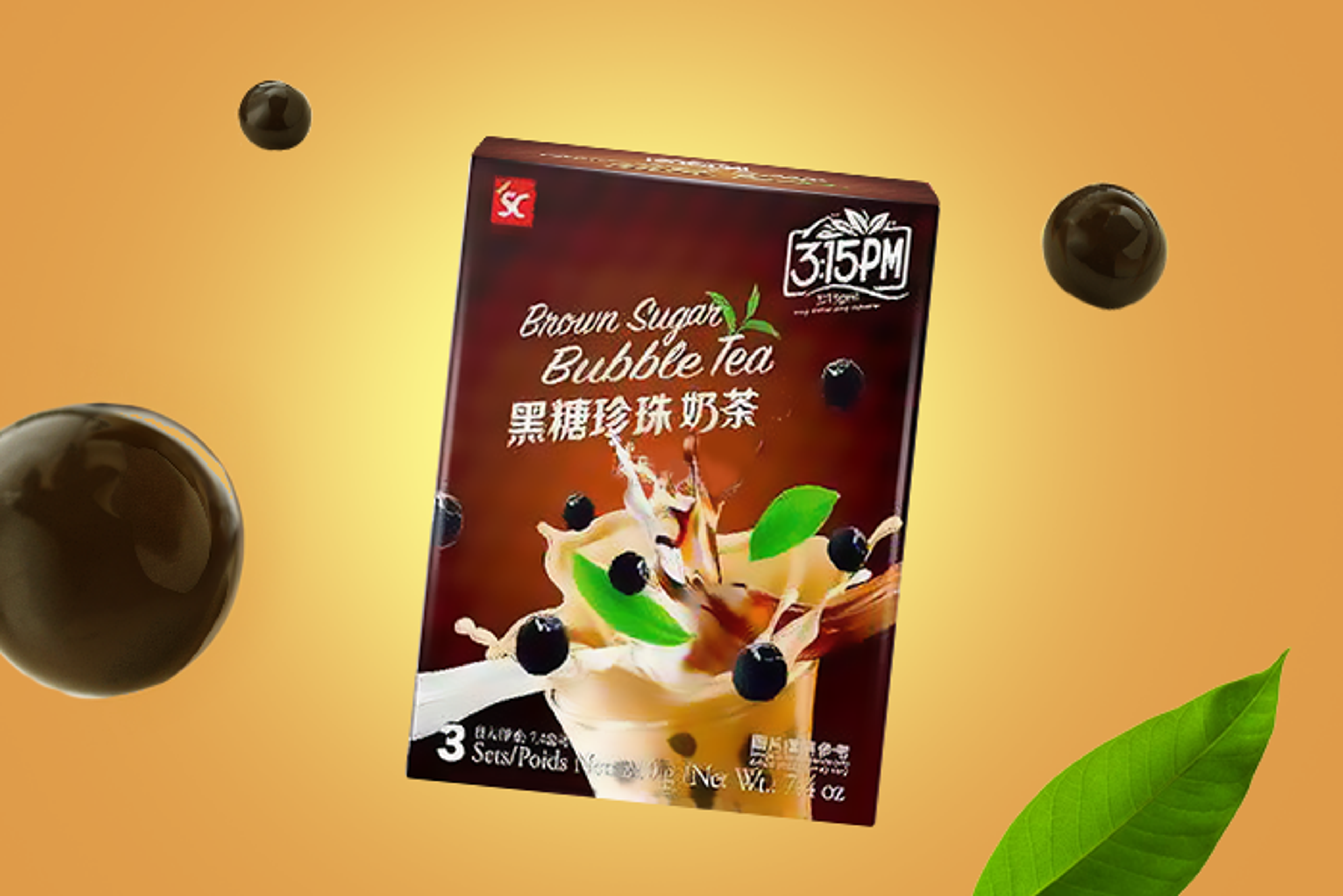 3:15 PM Brown Sugar Bubble Tea 210 g - Leicht mitzunehmen