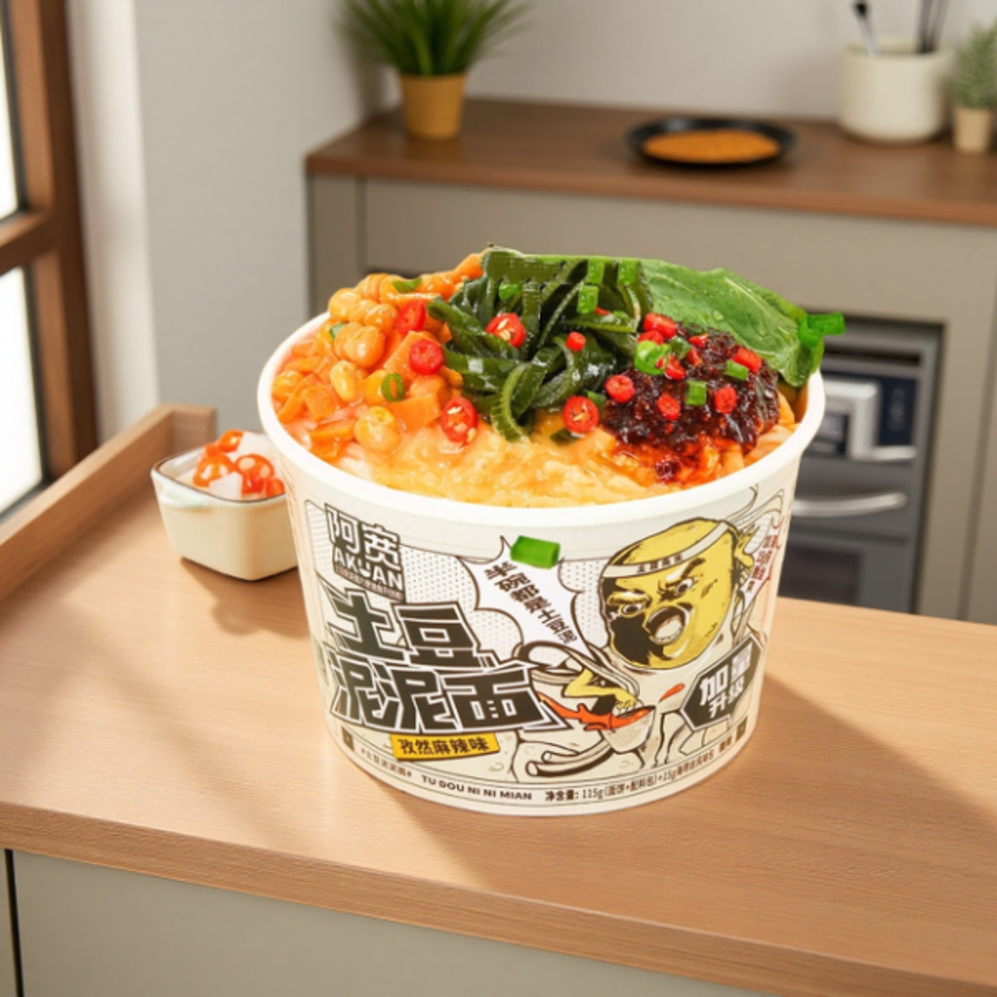 BAIJIA Hot & Spicy Mashed Potato Noodles Cup 105g | Creamy Sichuan-Style Potato Noodles with Chili Flavor