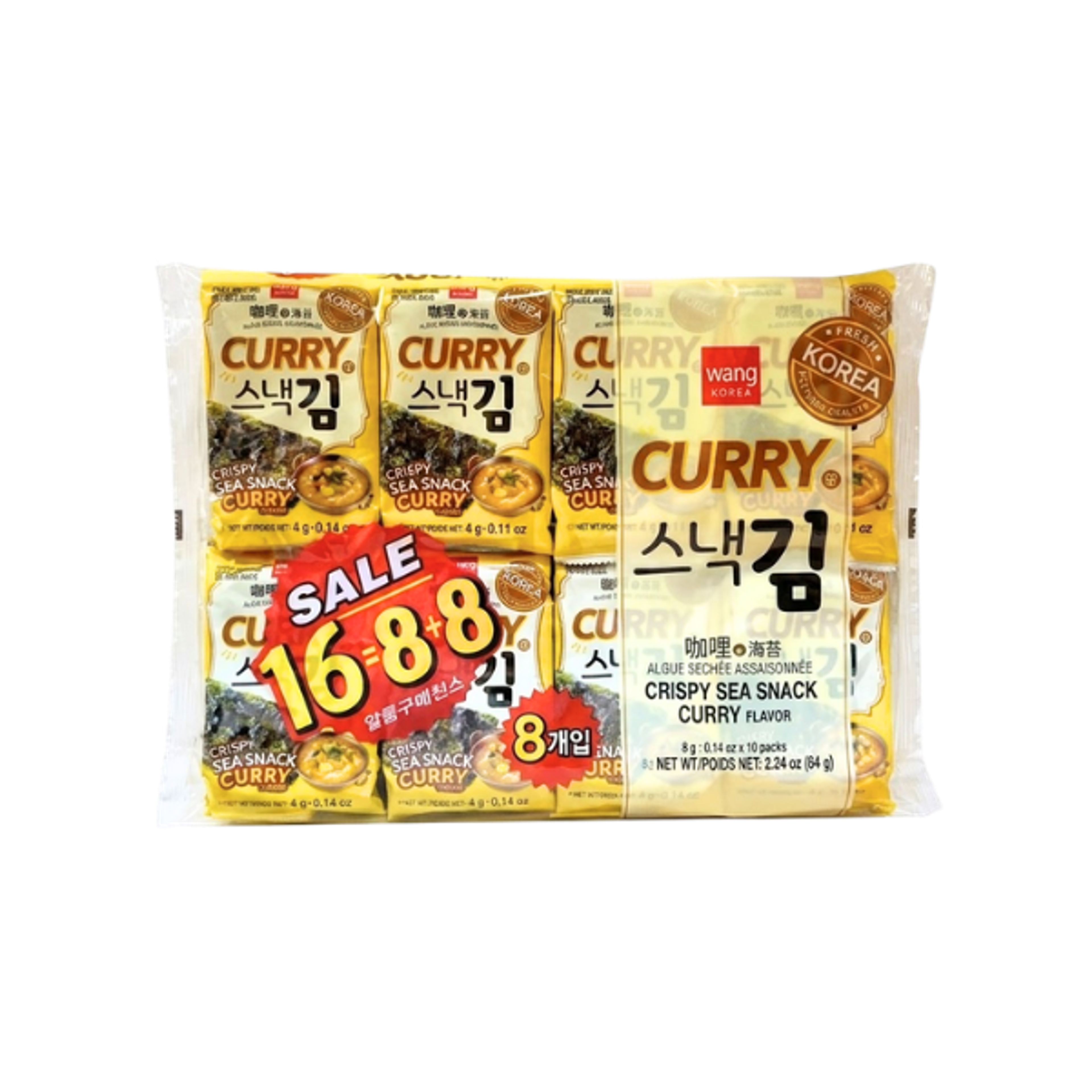 WANG Seaweed Snack Curry 16 Pack | Crispy Snack