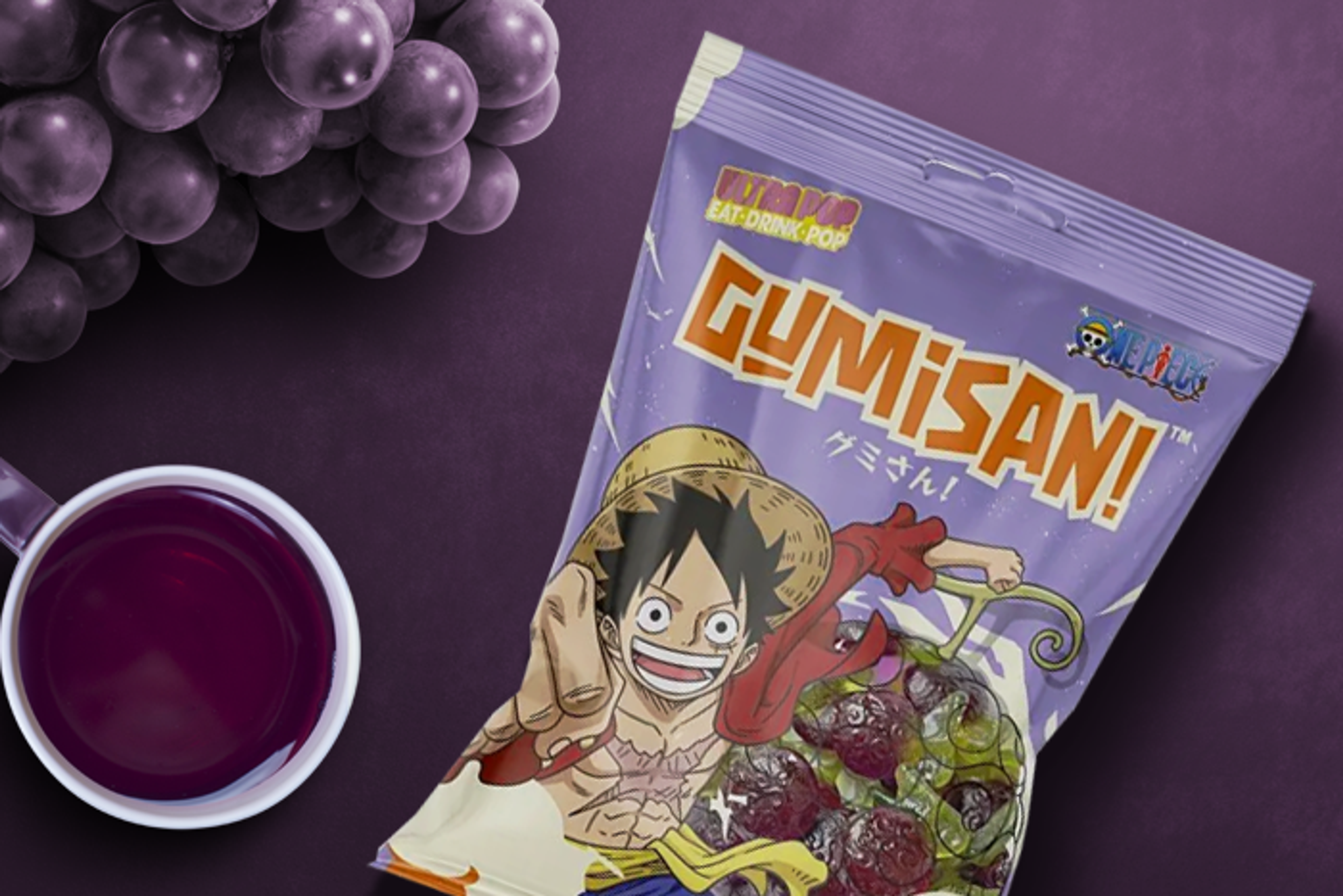 Gumisan-One-Piece-Devil-Fruit-Candy-180g-Packung-mit-auffälligem-One-Piece-Design-und-Traubengeschmack-Hinweis