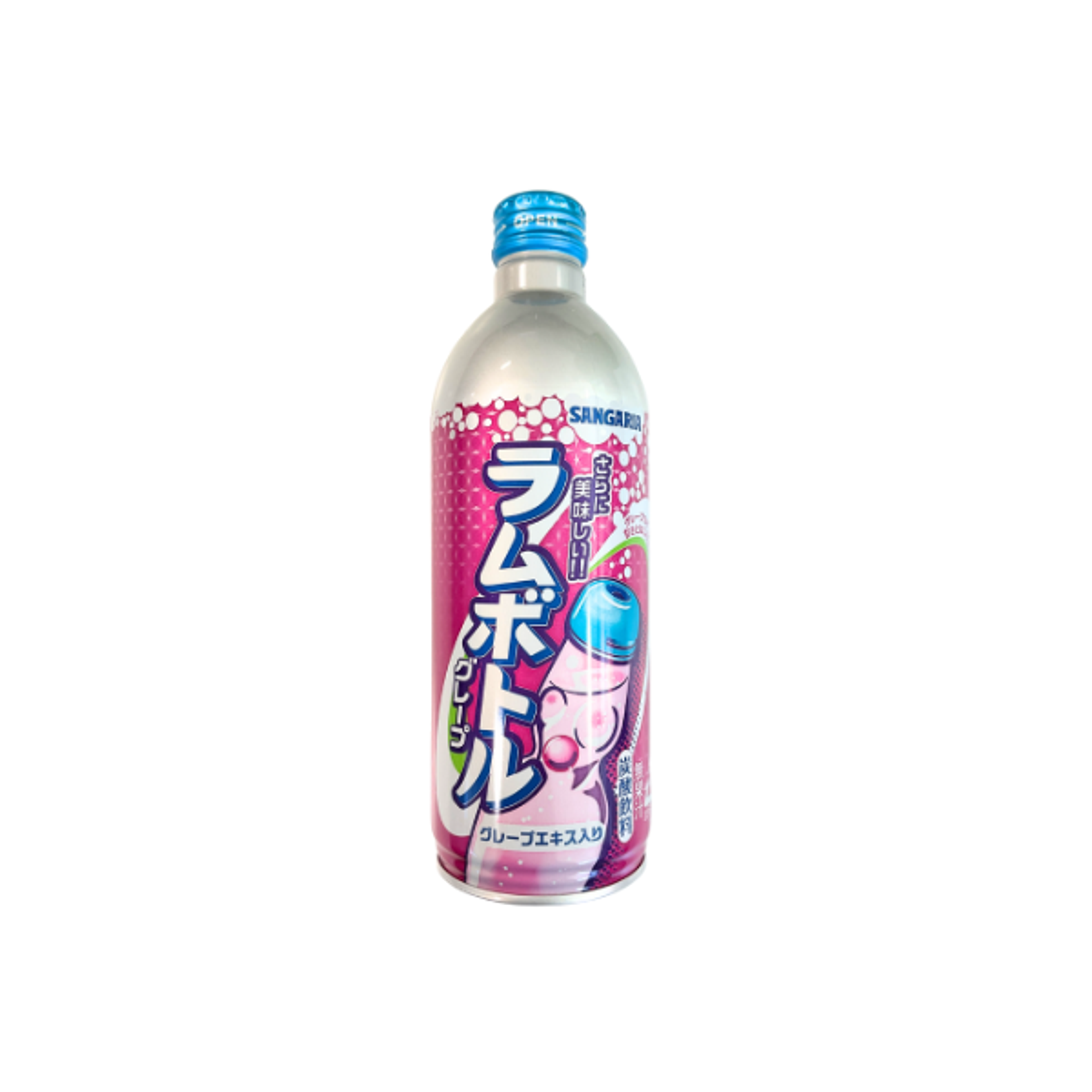 SANGARIA Bottle Ramune Grape Soda 500ml | Japanische Ramune-Limonade mit Traubengeschmack