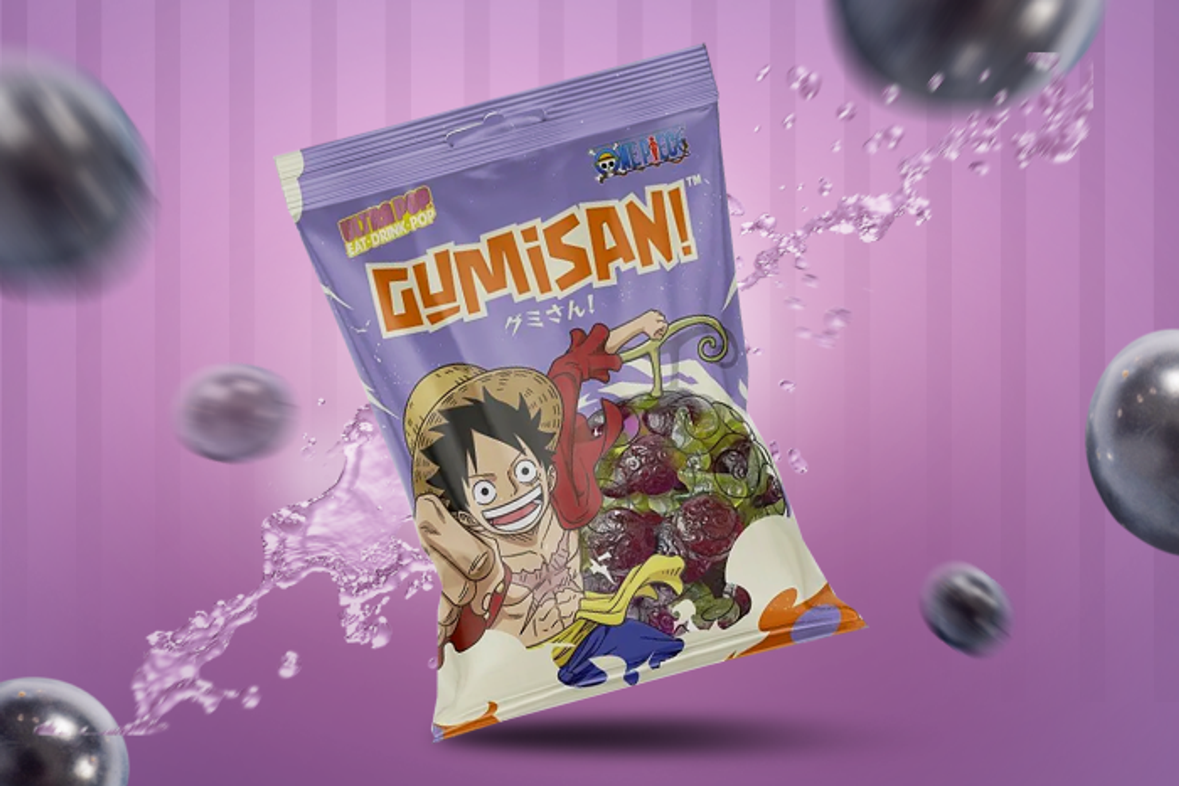 Gruppe-von-bunten-Gumisan-Jelly-Bonbons-in-Form-der-legendären-One-Piece-Teufelsfrüchten-auf-hellem-Hintergrund