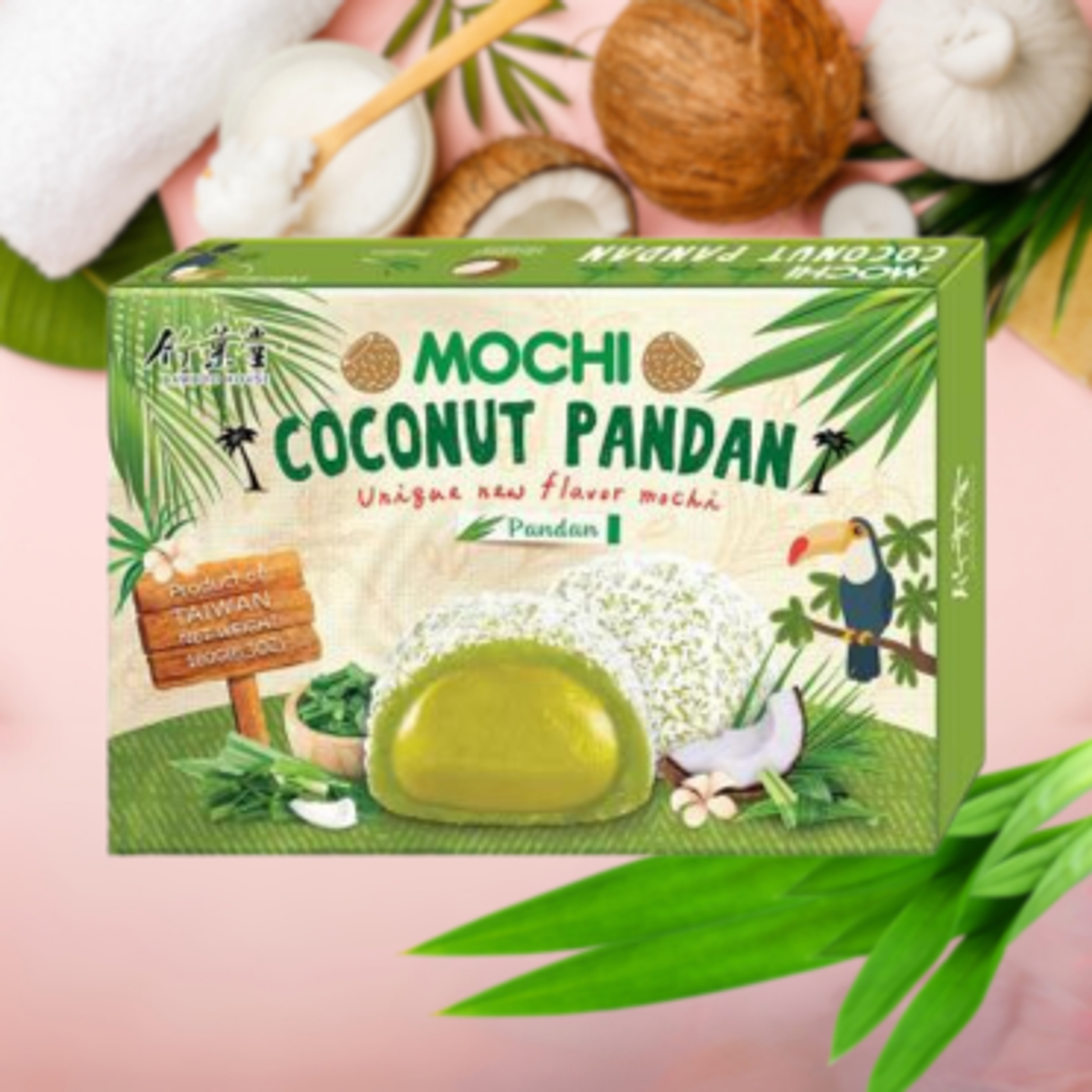 Bamboo House Doppelte Füllungen Mochi Kokosnuss Pandan 180g - Leckere und zarte japanische Süßigkeit