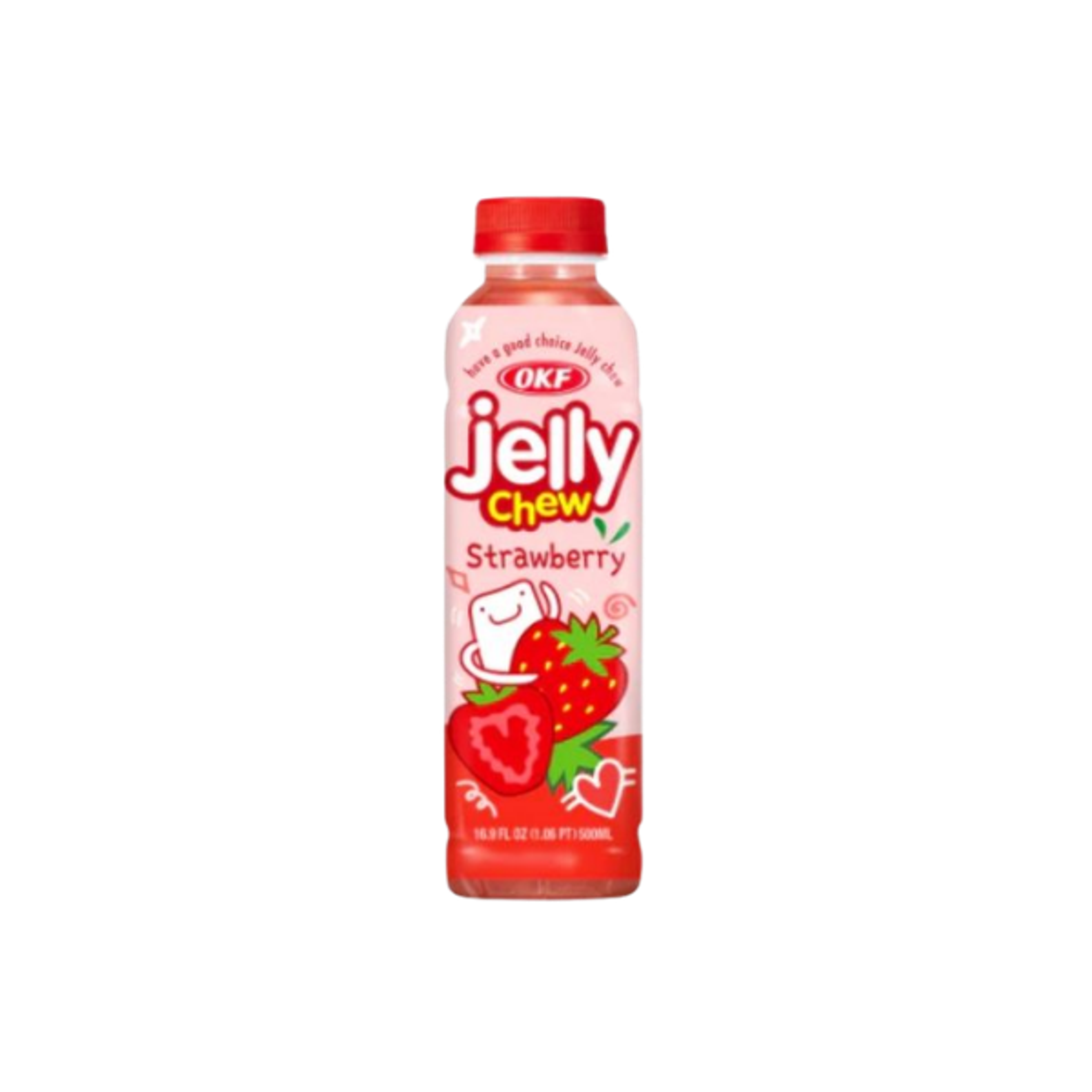 OKF Jelly Chew Strawberry 500ml | Getränk mit Erdbeergeschmack & Jelly