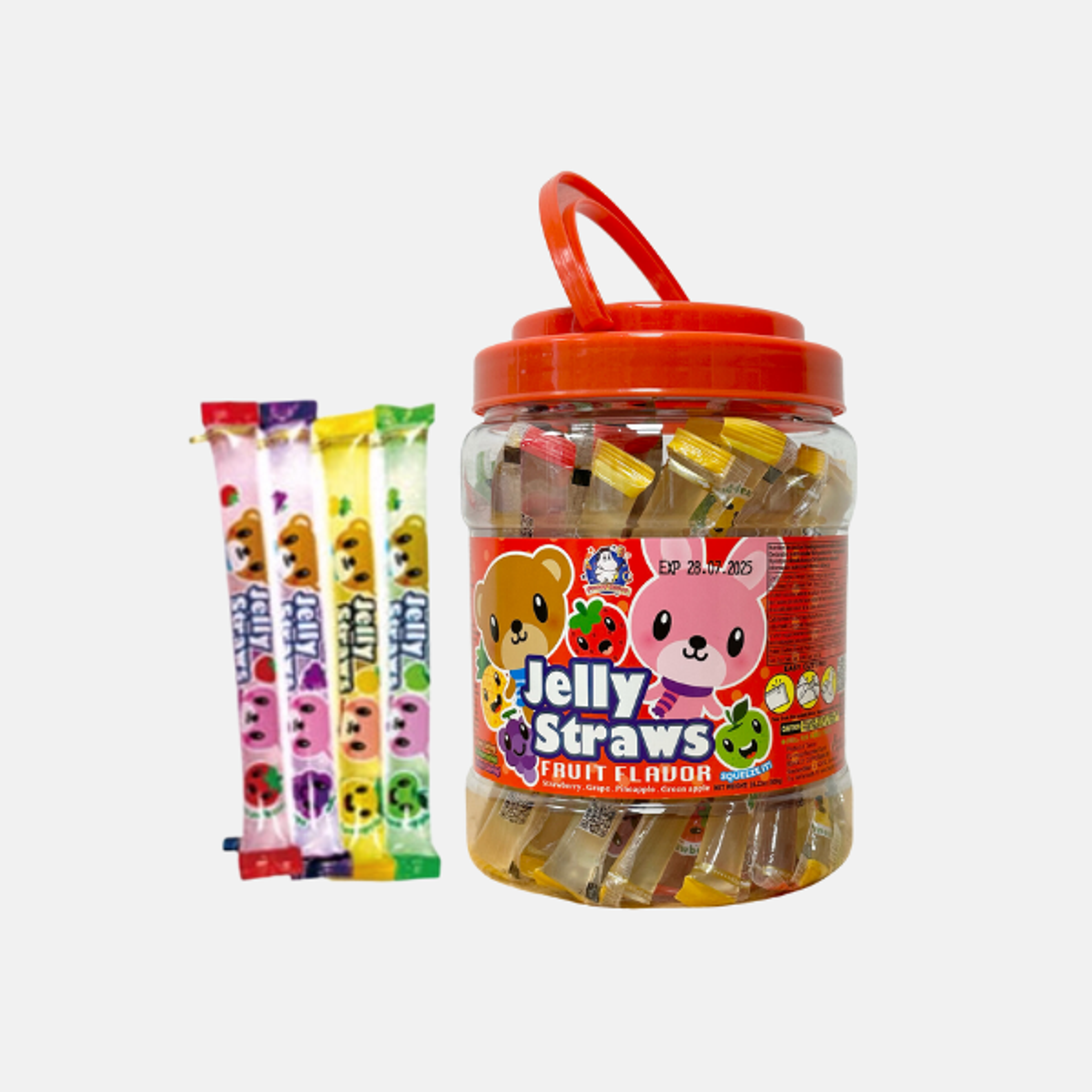 ABC Jelly Straws Fruchtgeschmack 800g - Bär & Hase - Fruchtige, vegane Gelee-Strohhalme