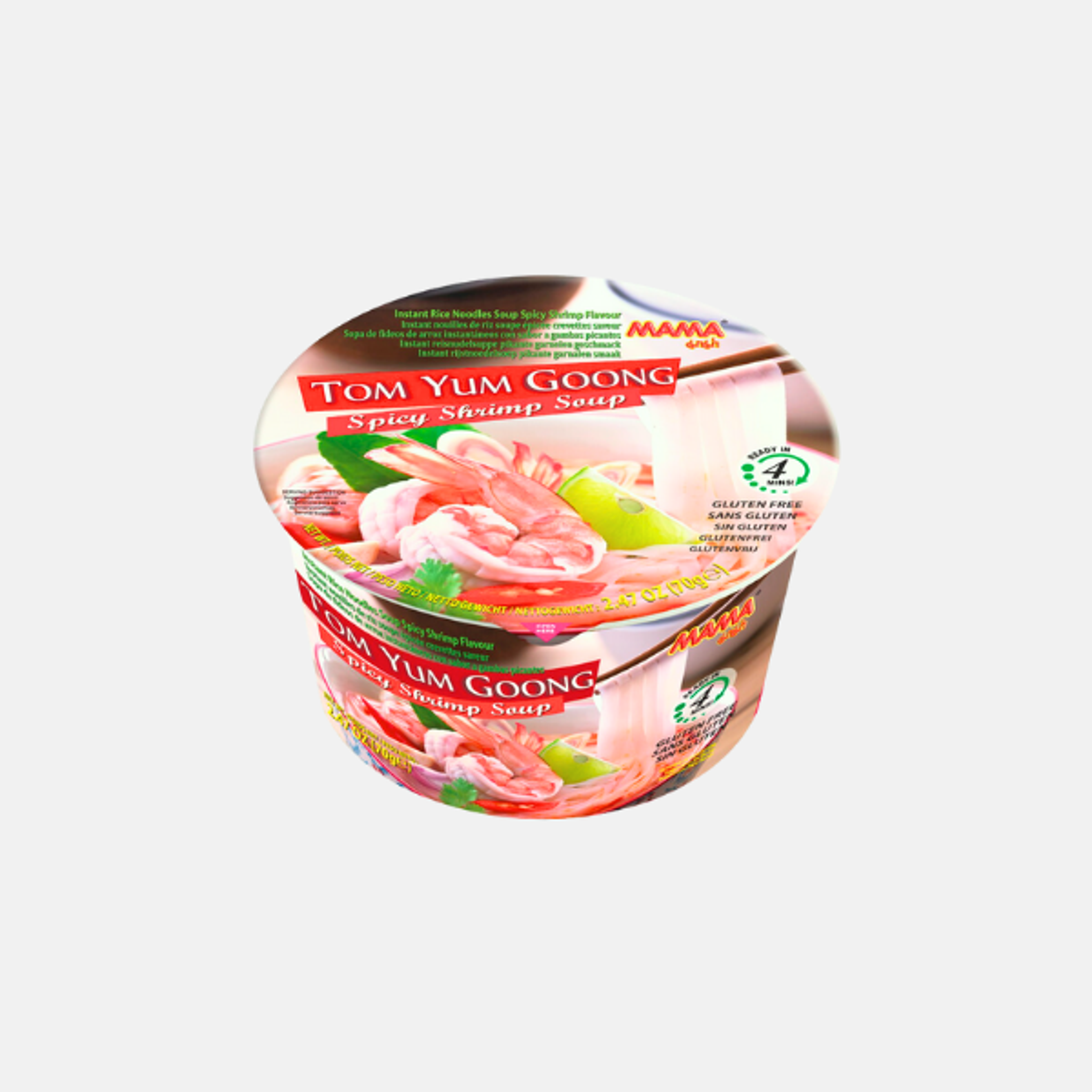 MAMA Rice Noodles Tom Yum Goong Cup 65g – Spicy Shrimp Soup with Rice Noodles