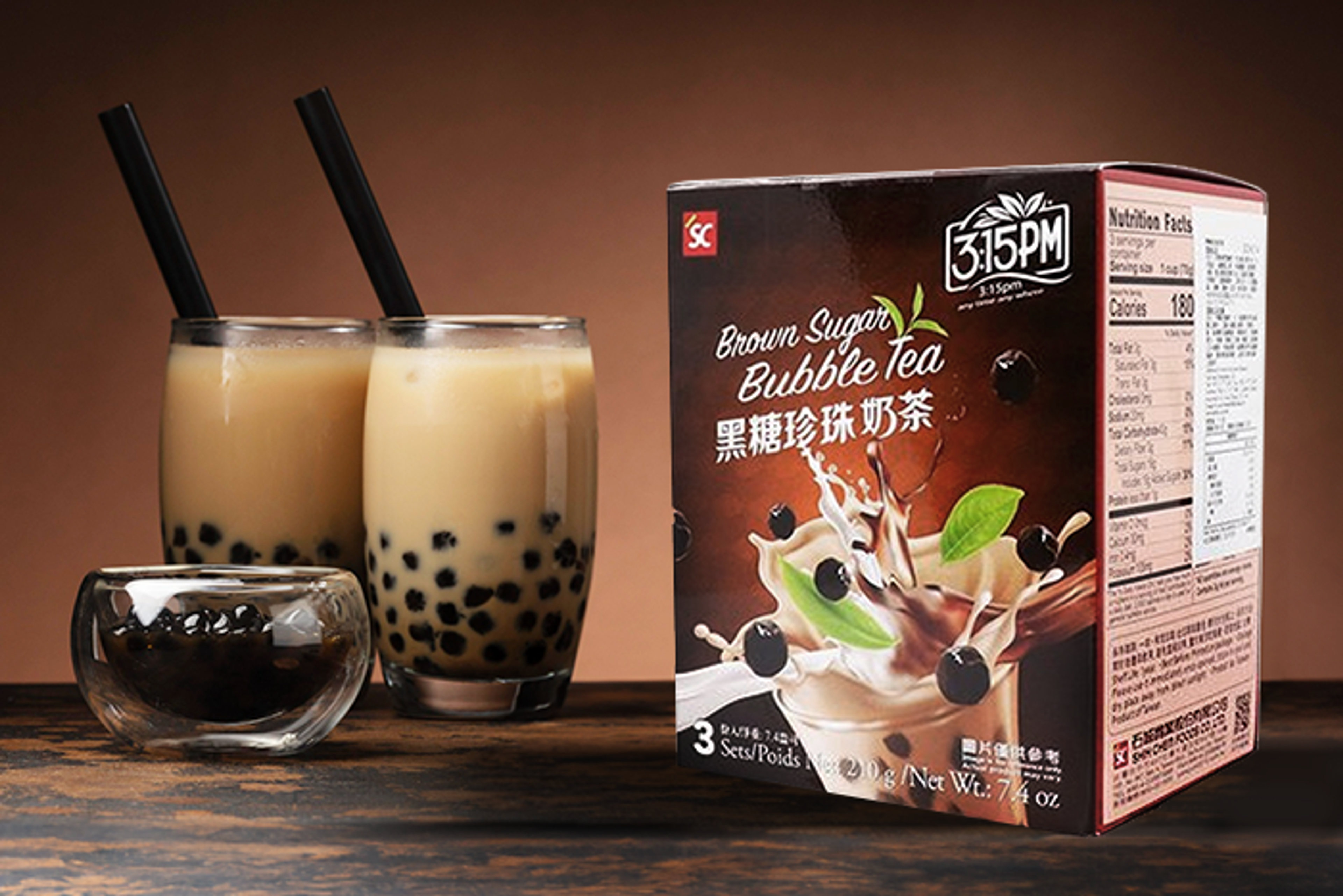 3:15 PM brauner Zucker Bubble Tea 210 g - Inklusive Tapiokaperlen für die perfekte Textur.