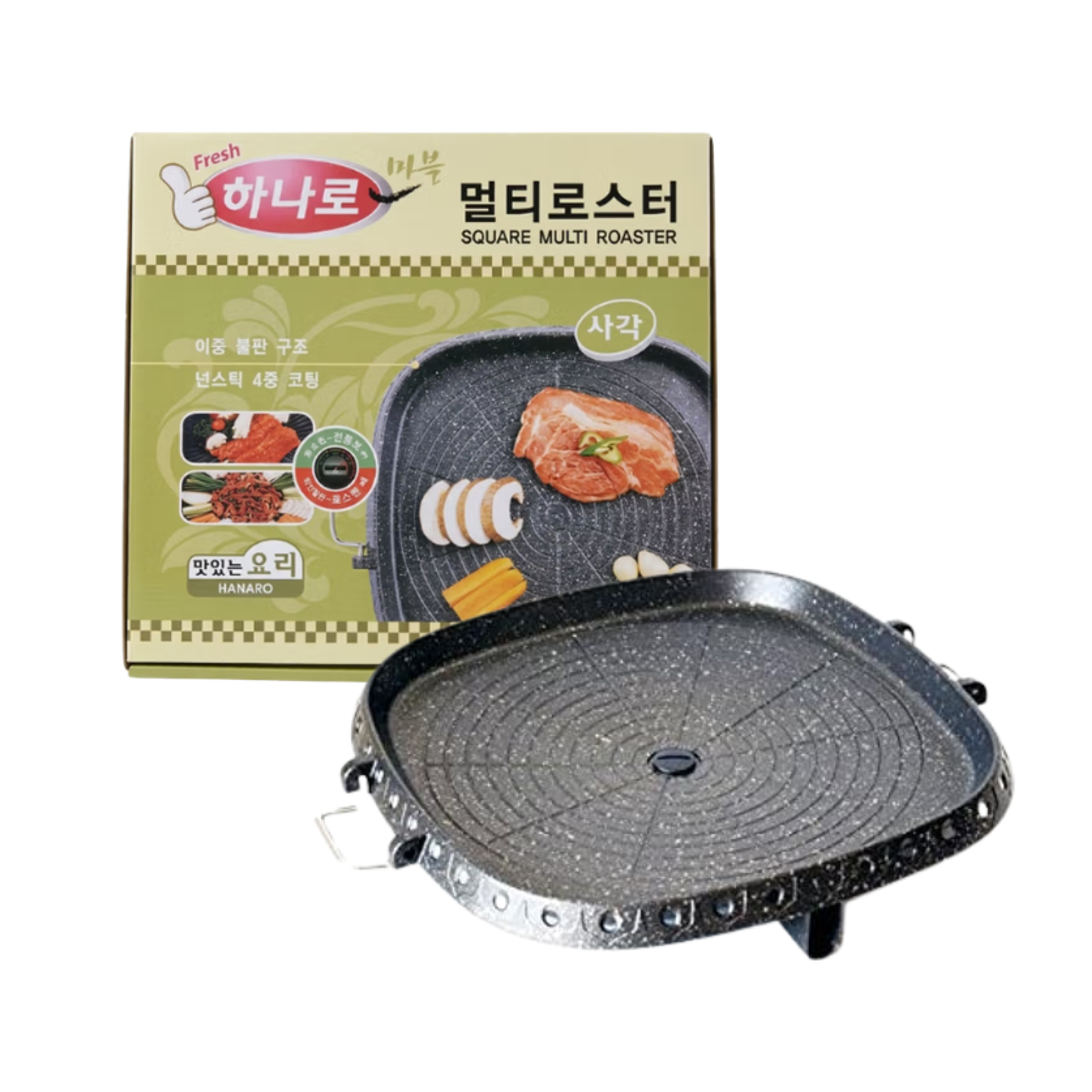 HANARO Square Multi Roaster | Korean Square Grill Pan for BBQ & Teppanyaki