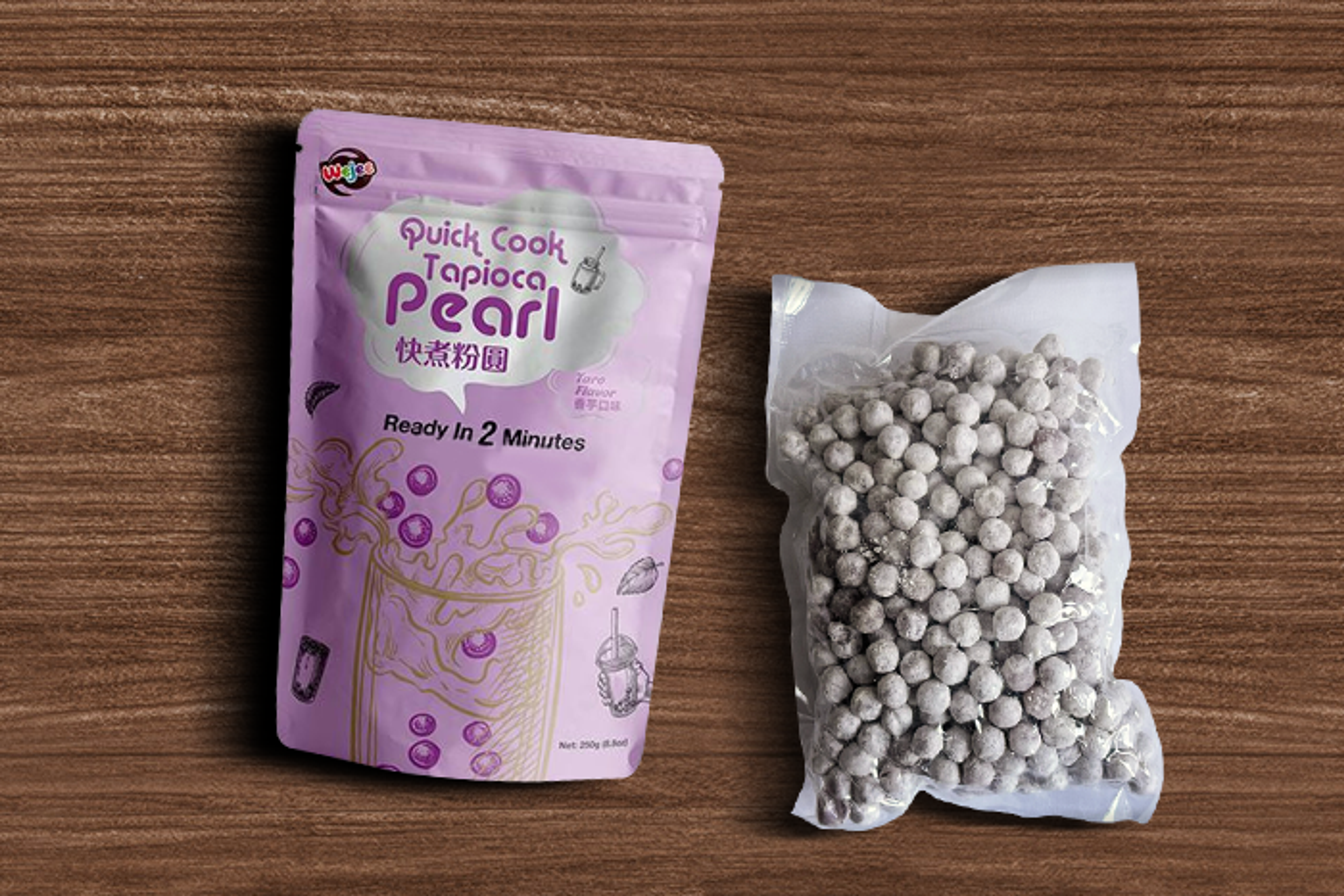 Wejee Quick Cook Tapioca Pearl Taro 250g - Zubereitung eines Bubble Teas mit Taro Tapiokaperlen