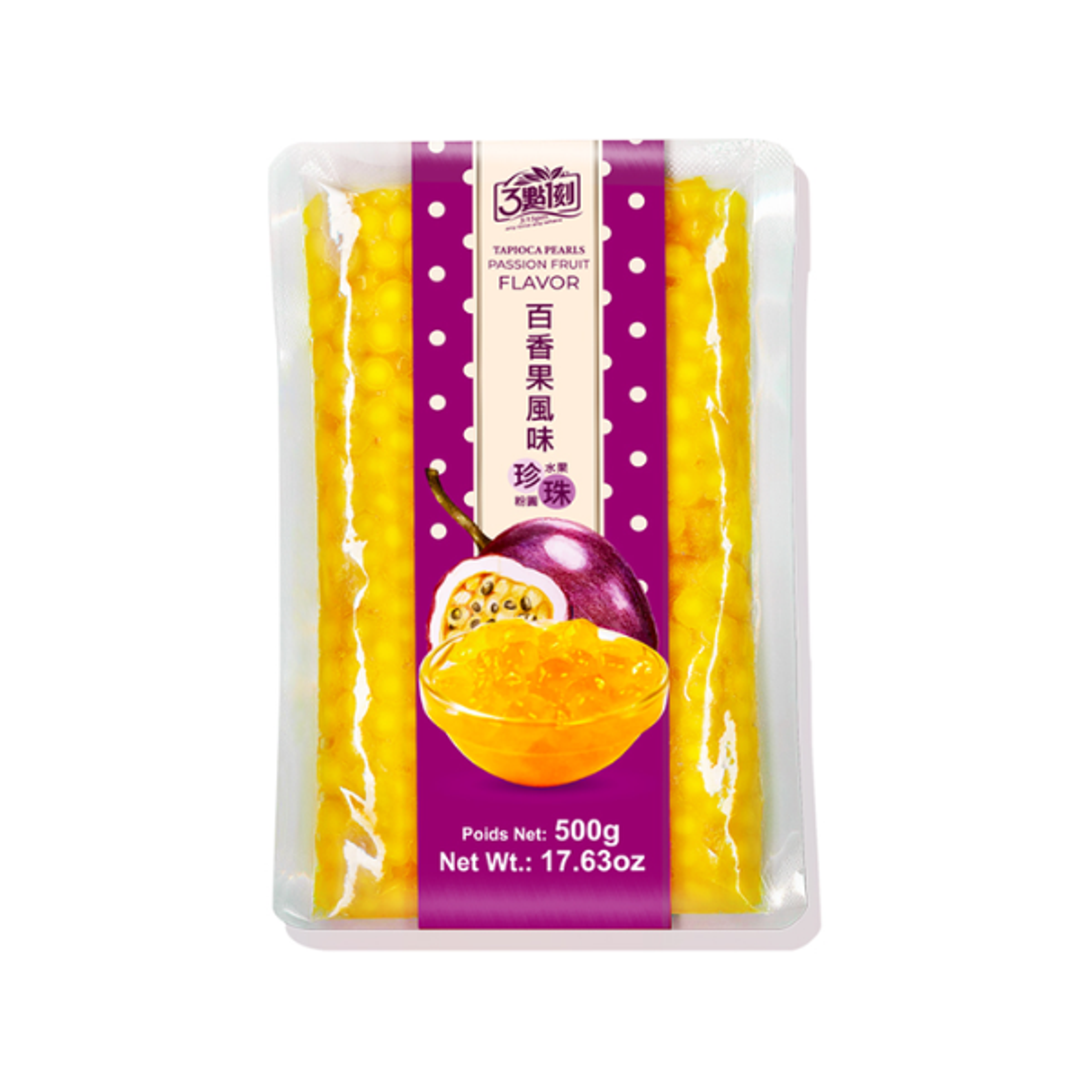 3:15PM Milk Tea Tapioca Pearls mit Passionsfrucht-Geschmack 500 g | Boba-Perlen für Bubble Tea & Desserts