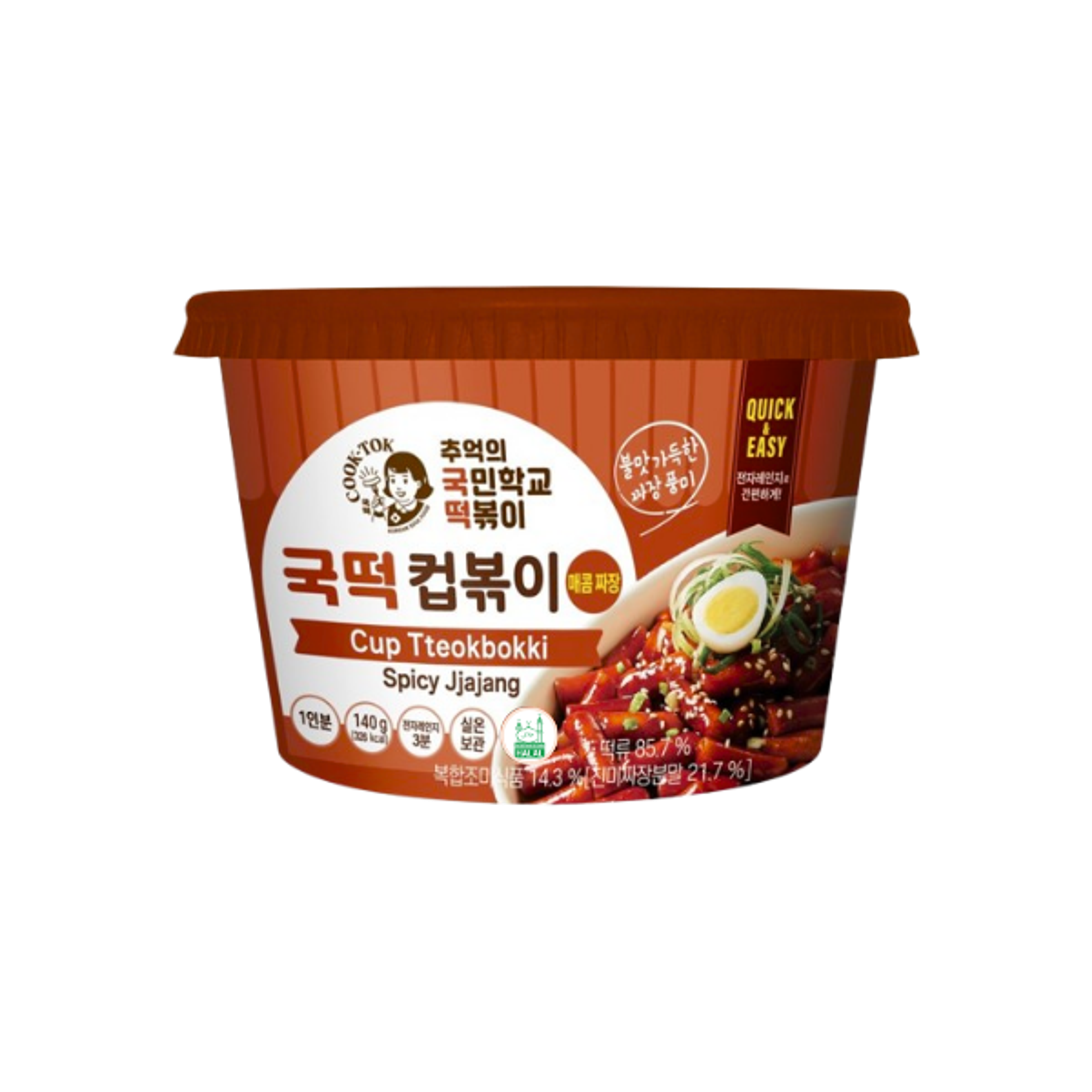 COOK-TOK Tteokbokki Spicy Jjajang Cup 140g | Würzig & herzhaft, koreanischer Streetfood Snack