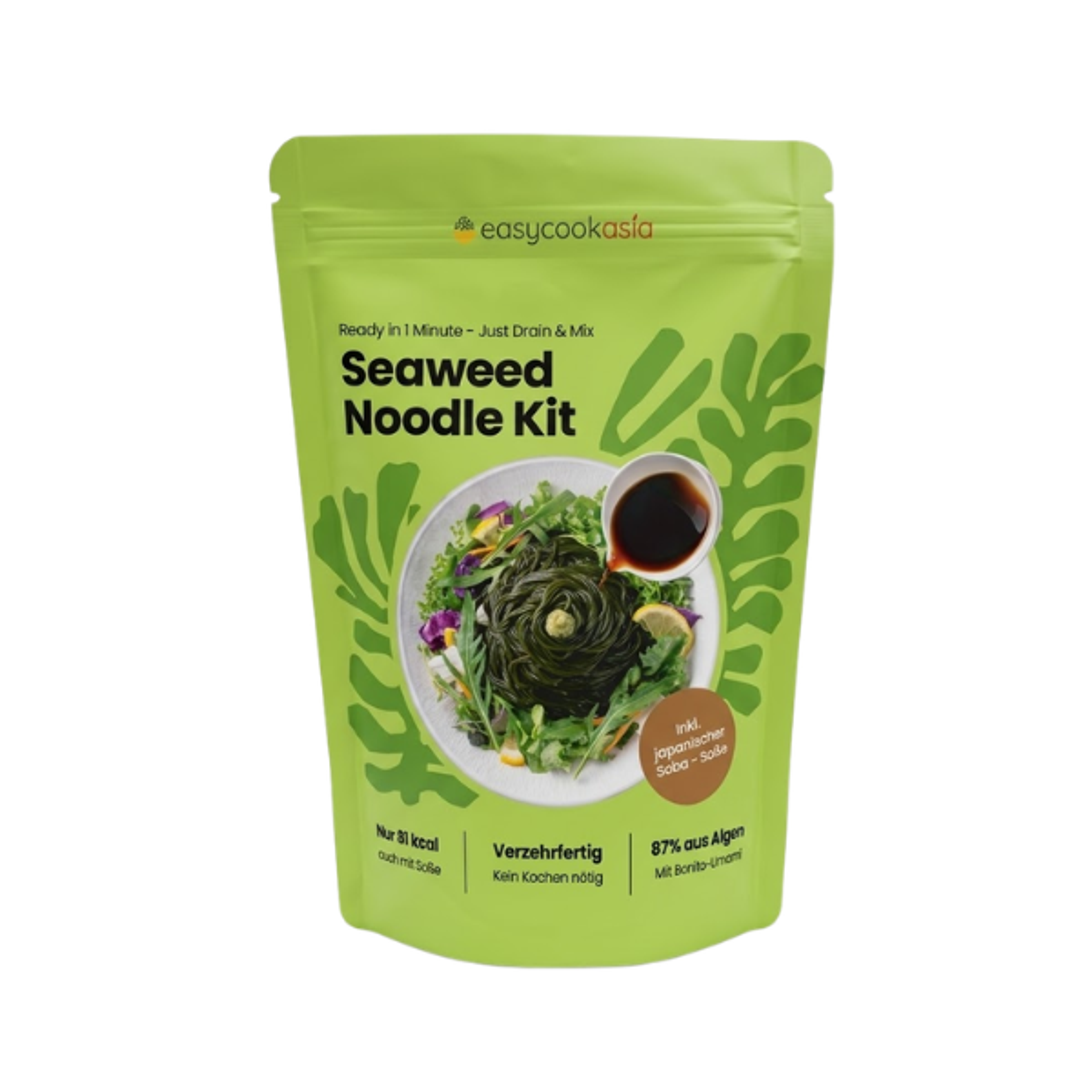 ECA Seaweed Noodle mit Soba-Sauce 376 g | Kalorienarme Nudeln aus Meeresalgen