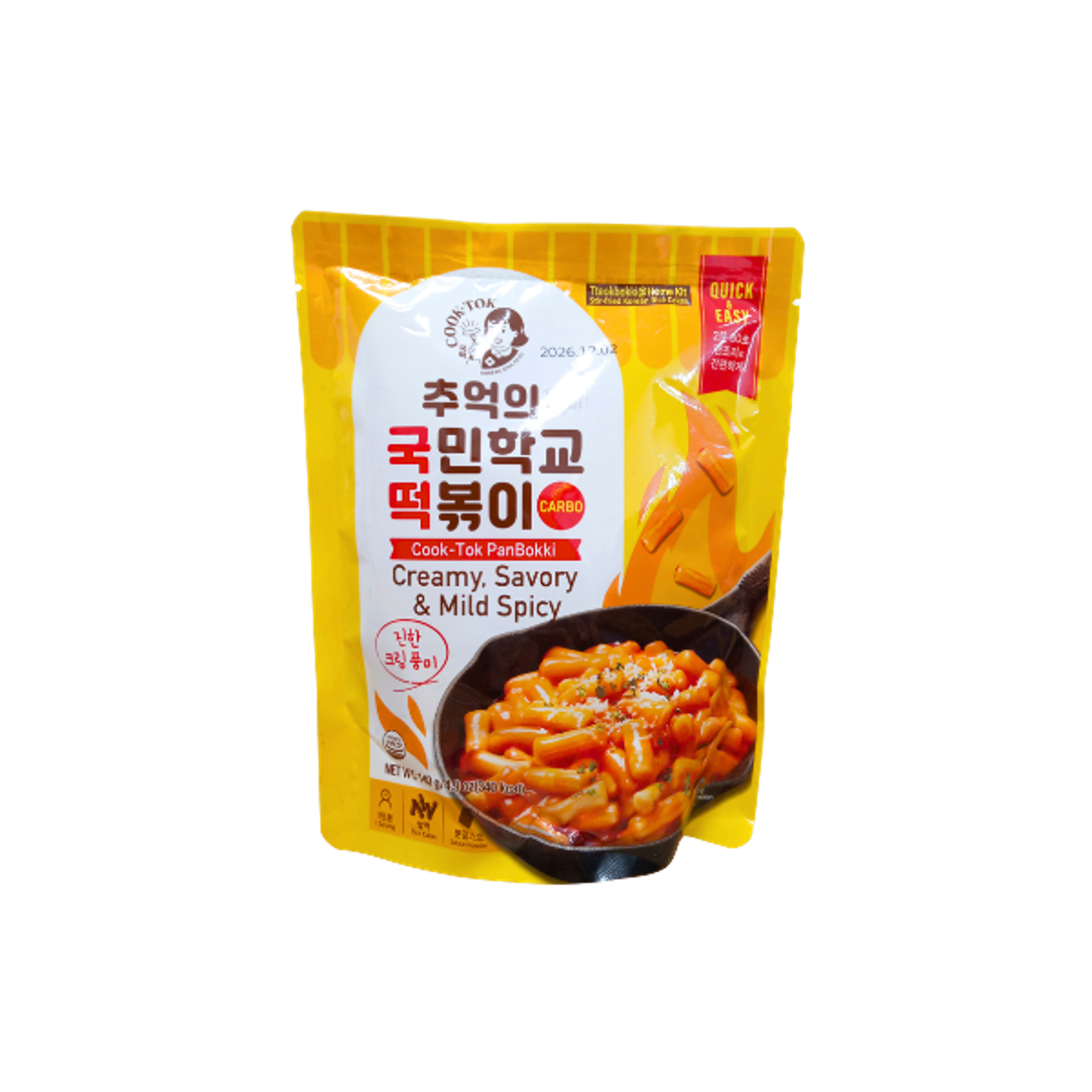 COOK-TOK Tteokbokki Carbo 140g | Cremig & mild scharf, koreanischer Streetfood Snack