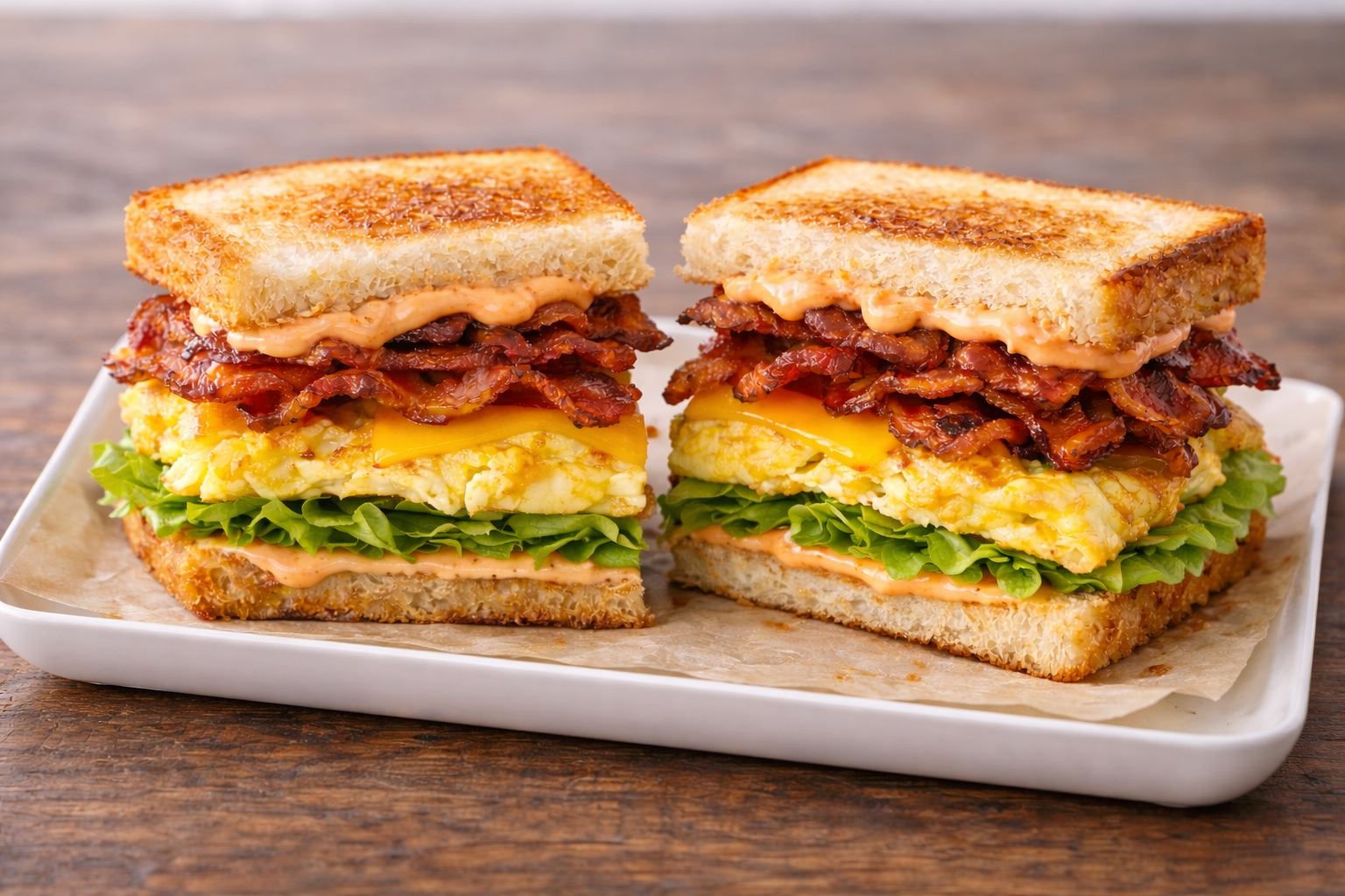 Sriracha Mayo Rezept: Knuspriges Sandwich mit Bacon und Ei