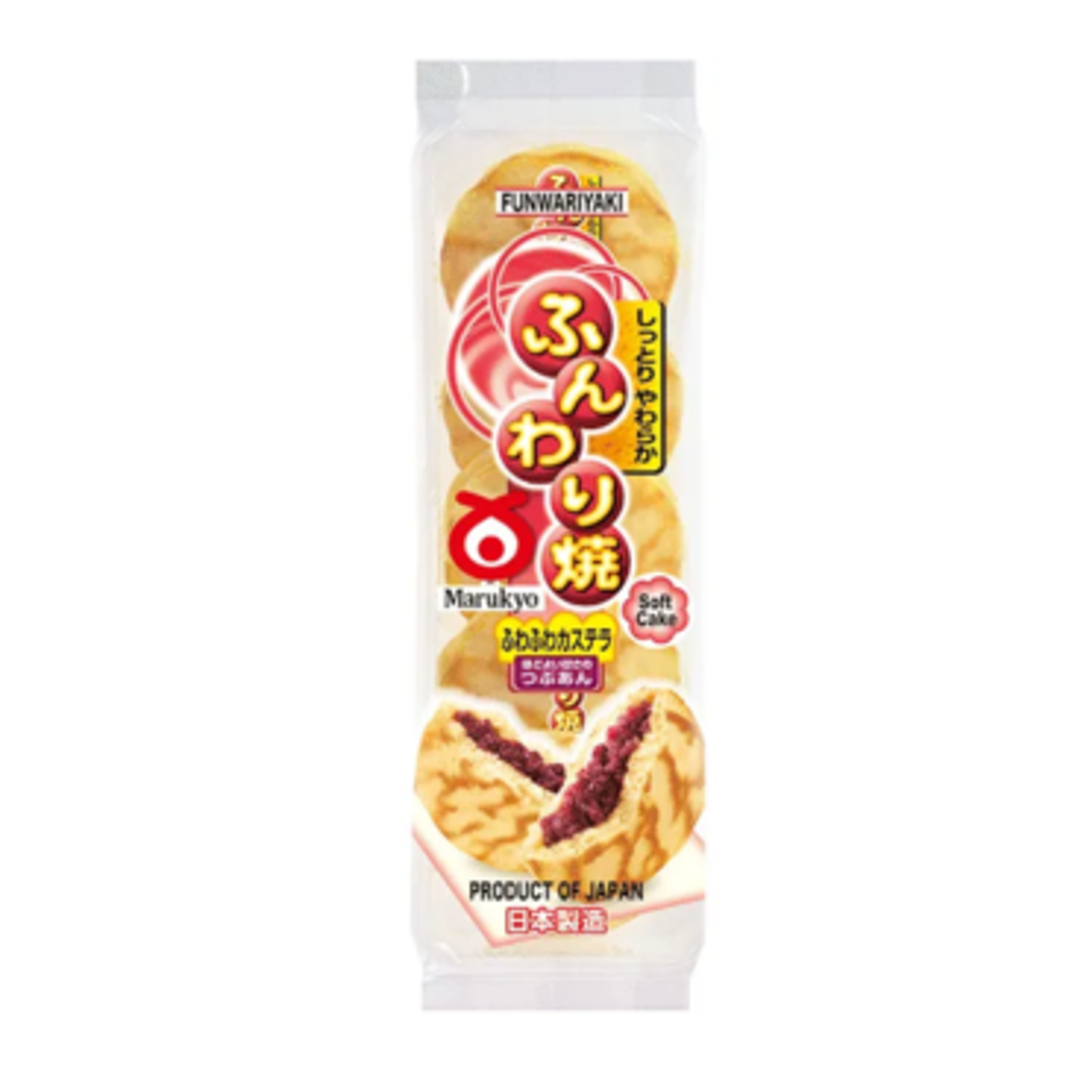 Marukyo Funwariyaki Dorayaki - Japanische Pfannkuchen mit süßer Bohnenpaste, 5er Pack 280g