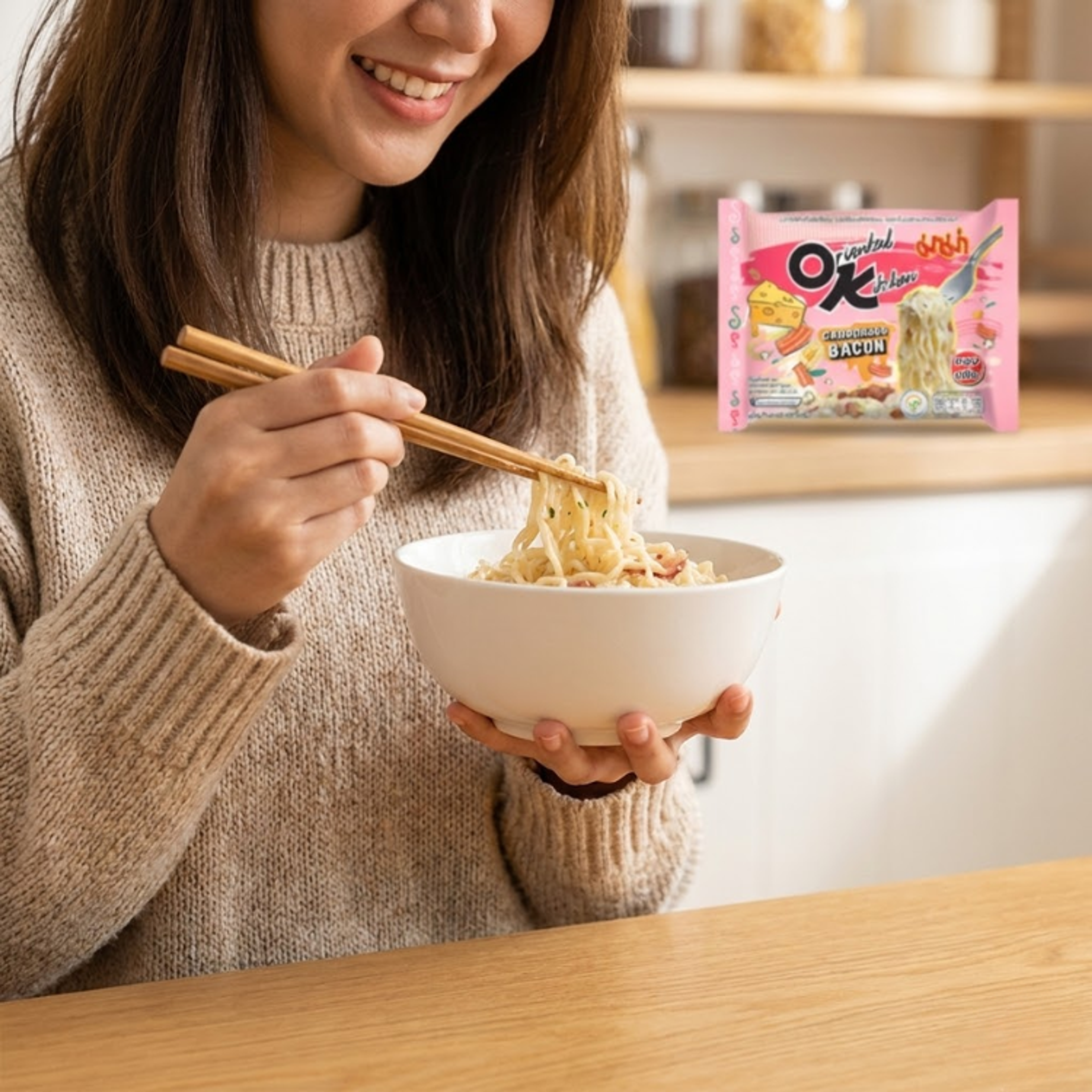 Extra Cremig: MAMA OK Carbonara Bacon Ramen (85g) – Stir-Fry
