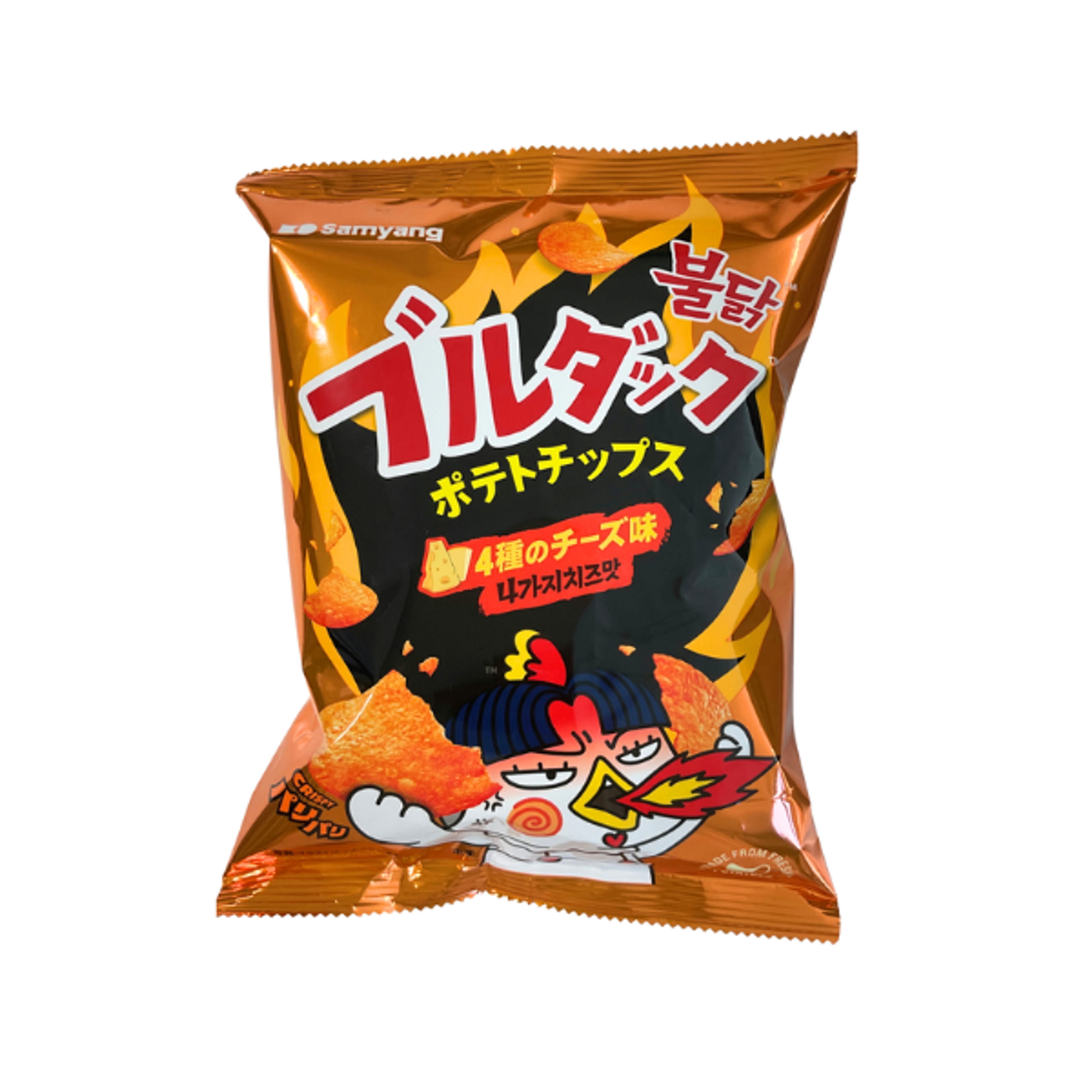 SAMYANG Buldak Chips Four Cheese Flavor 55g | Pikante Chips mit vierfacher Käsesorte
