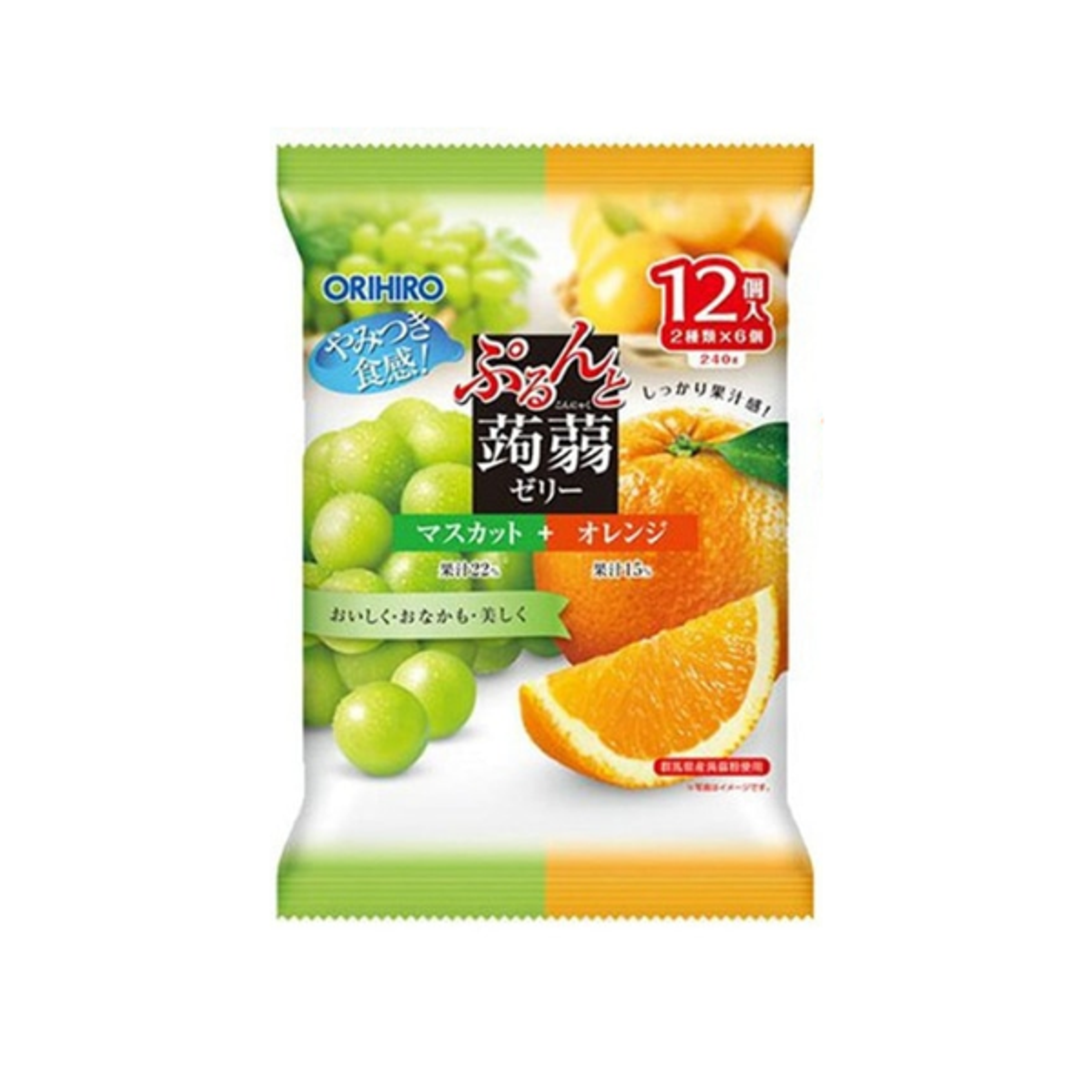 ORIHIRO Orange & Muskat Pflaume Konjak Jelly 240 g | Fruchtiger Konjak-Snack im Beutel