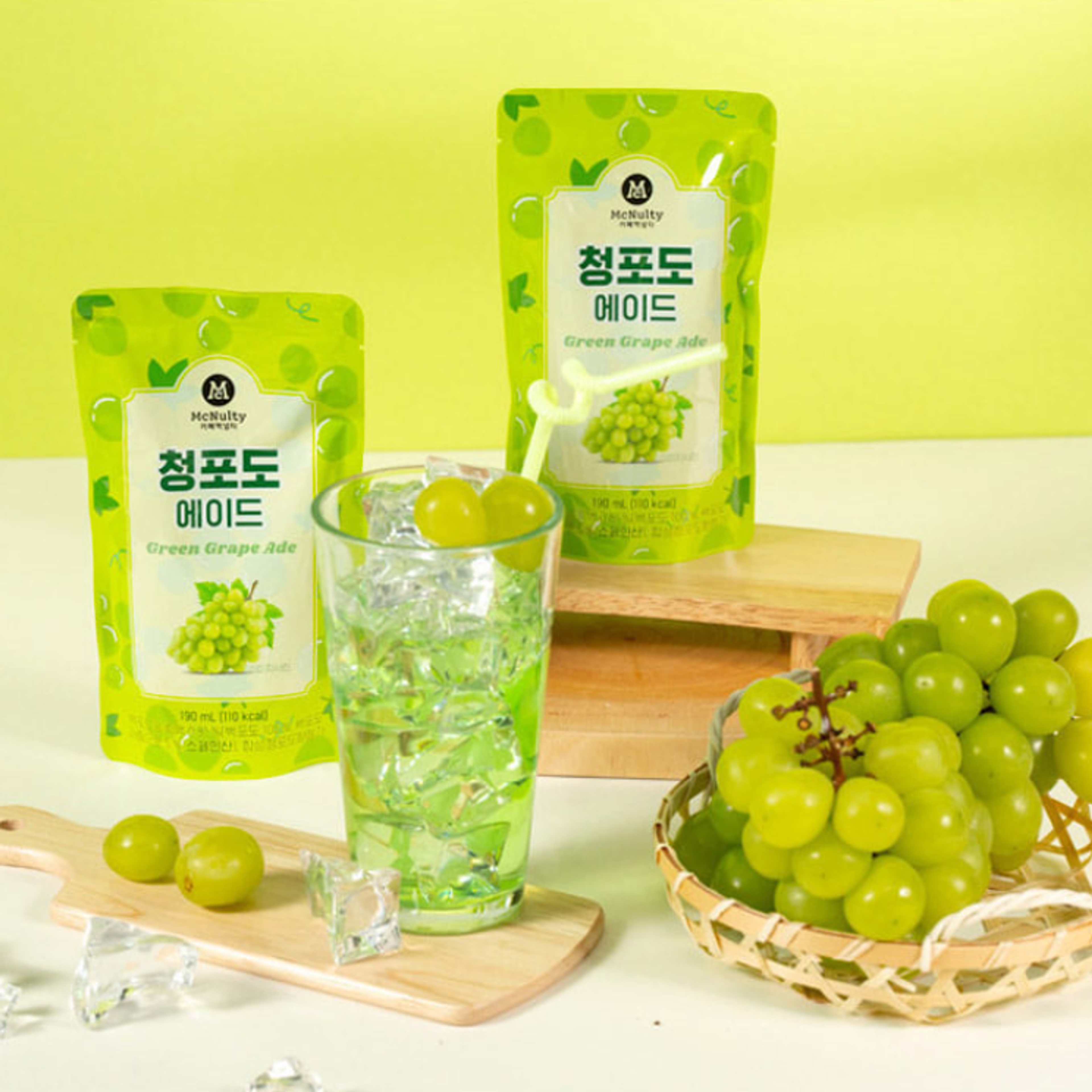 Experience the refreshing vitality of McNulty Green Grape Ade 190ml. Perfect for on-the-go, at the office, or after sports. Ideal for cocktails and desserts!