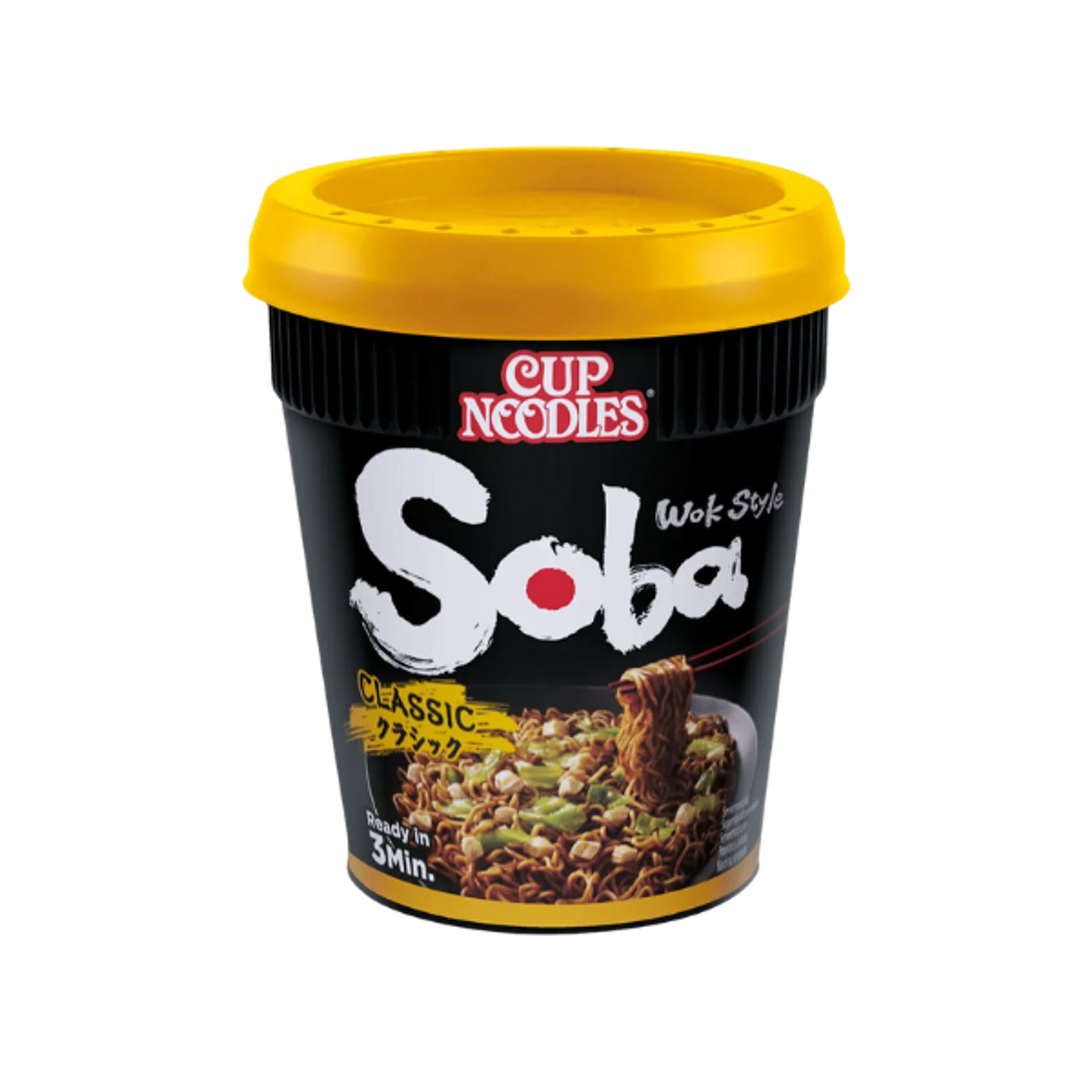 NISSIN Cup Noodles Soba Wok Style Classic 90 g | Japanische Instant-Woknudeln mit herzhafter Sojasauce