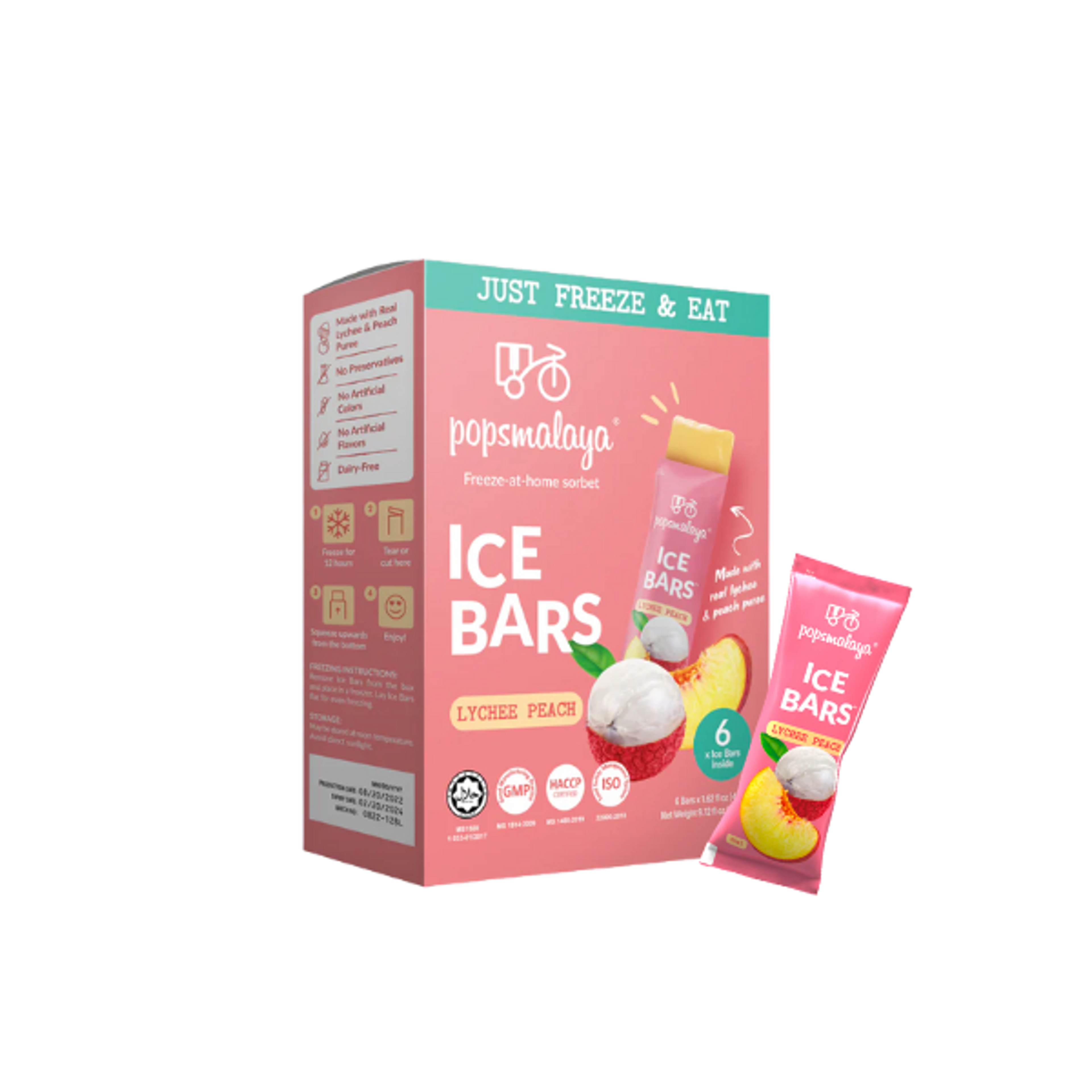 POPSMALAYA Sorbet Bar Lychee Peach 270ml – Fruity Ice Enjoyment