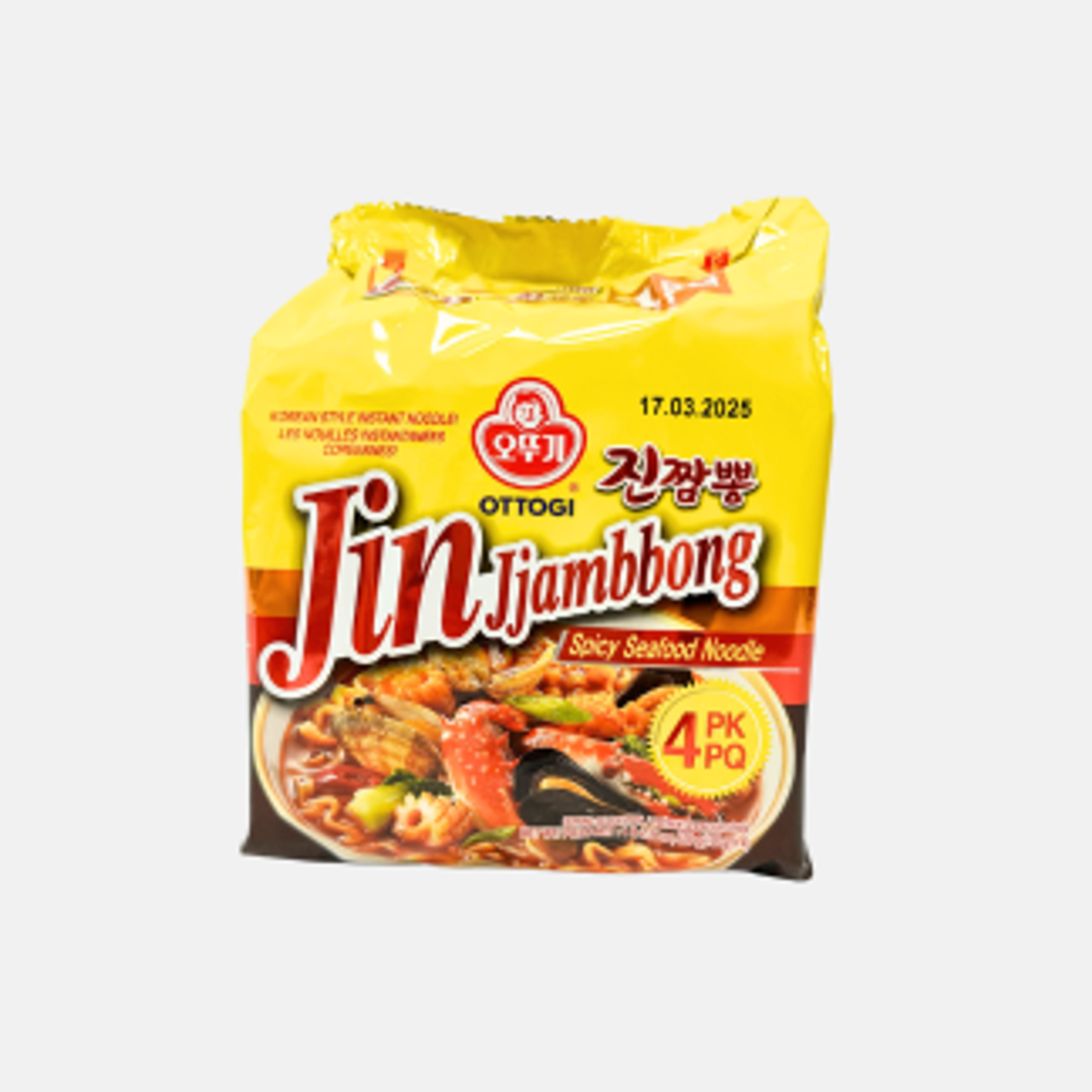 OTTOGI Jinjjambbong 4 Pack - Spicy Seafood Noodles in Family Pack