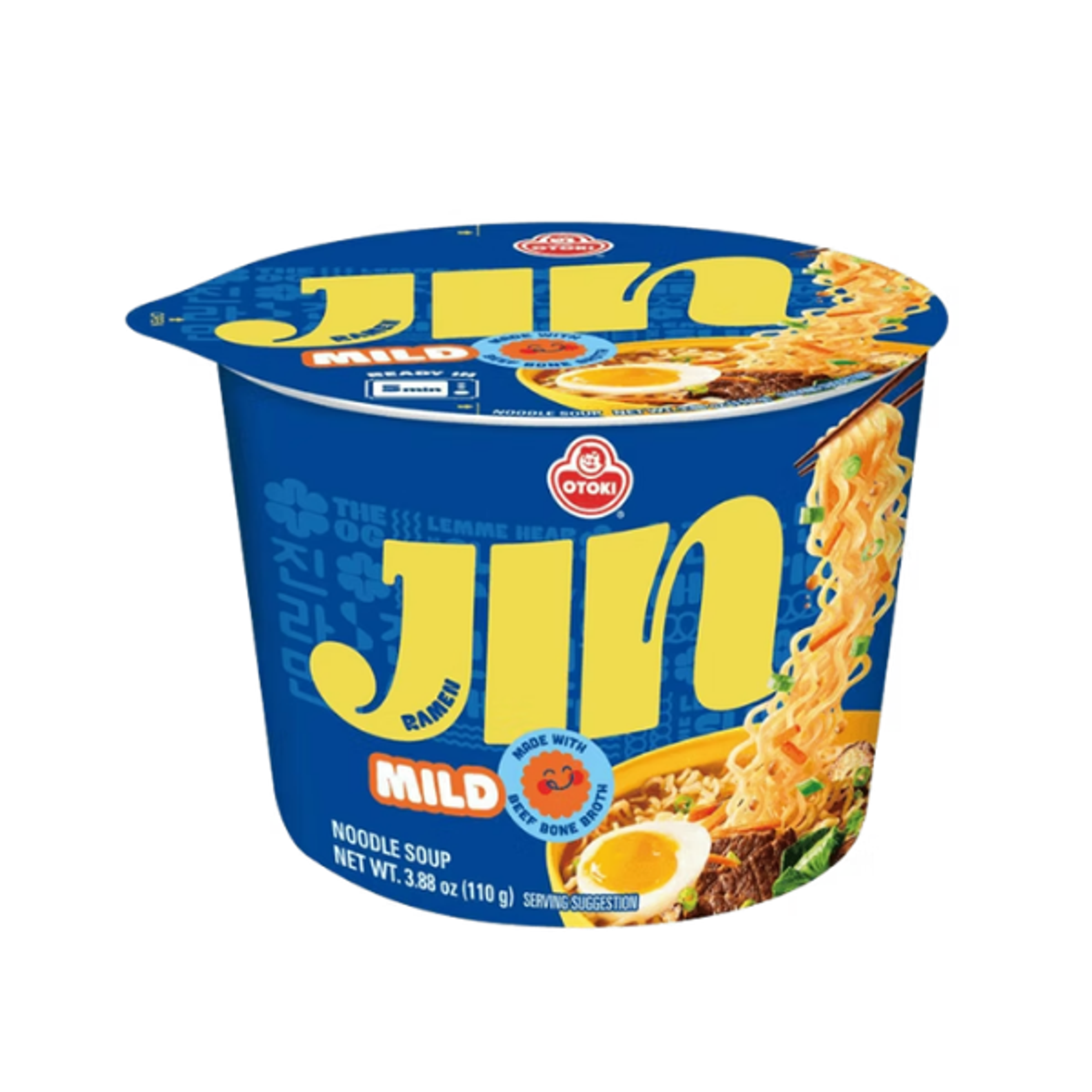 OTTOGI Jin Ramen Mild Big Bowl 110g | Milde vegane koreanische Ramen-Nudeln im großen Becher