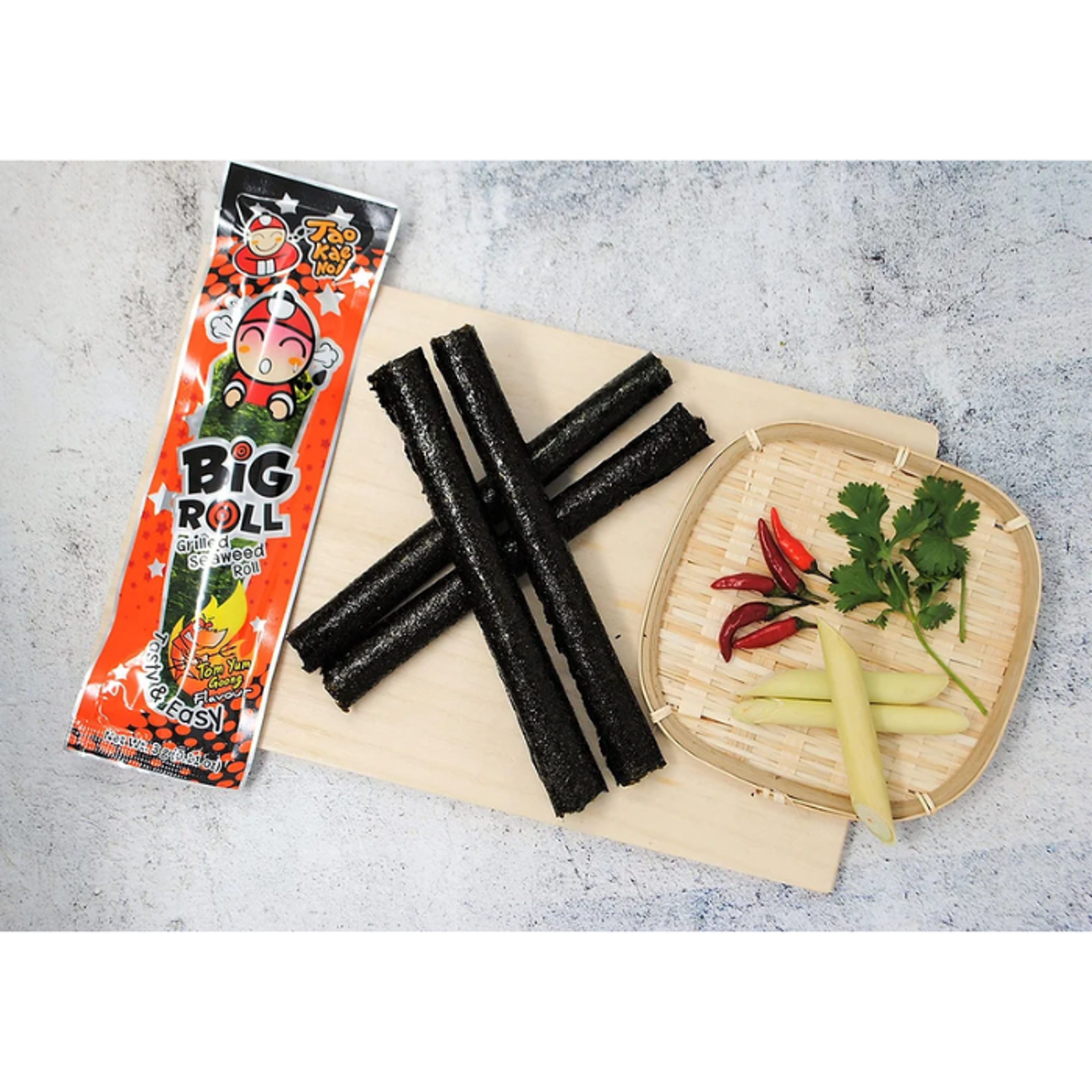 TAO KAE NOI Big Roll TOM YUM 9 Sticks - Grilled Seaweed Roll with Tom Yum Flavor