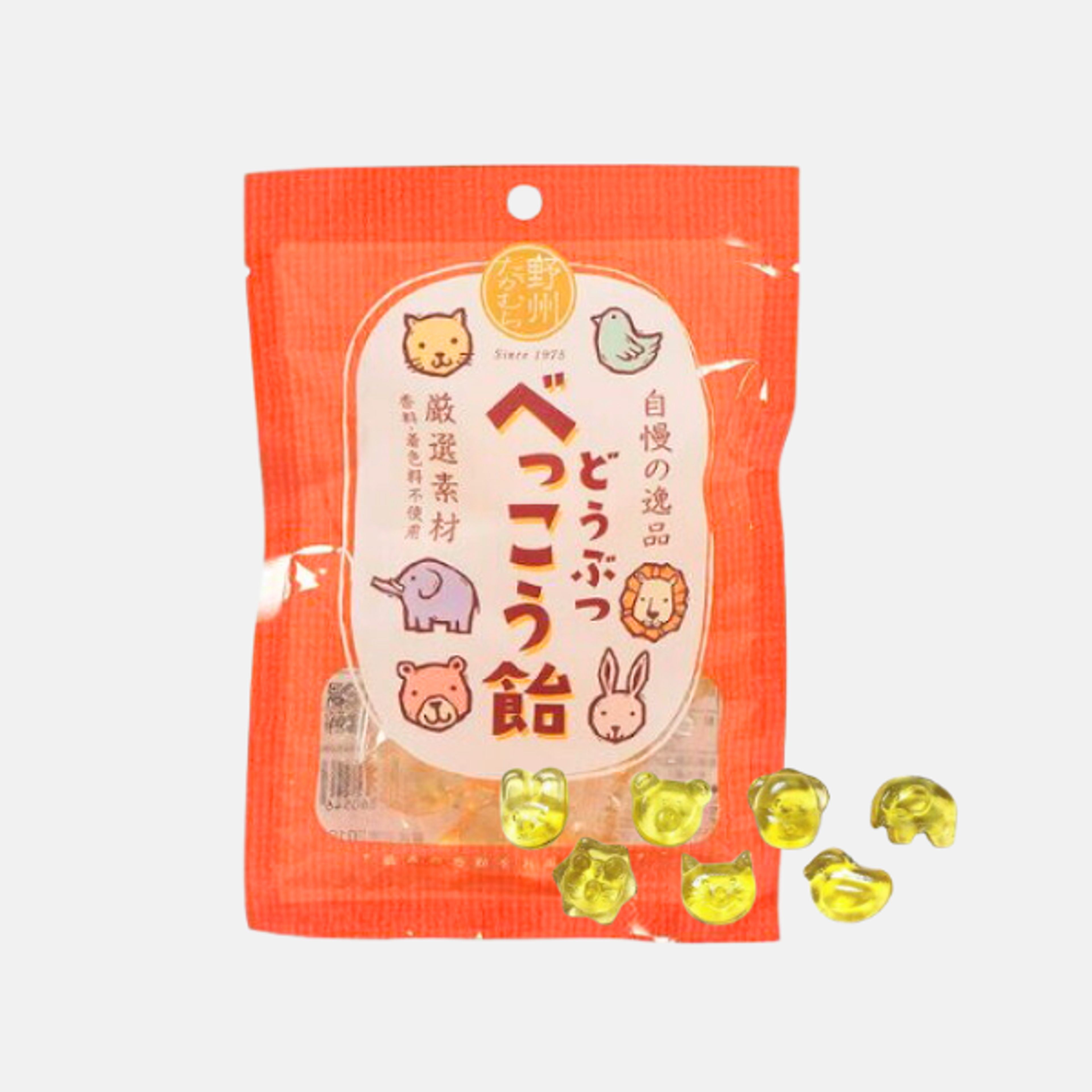  YASHU Bekko Animal Shaped Candy Original 65g – Animal-Shaped Candies with Golden Color and Gentle Sweetness