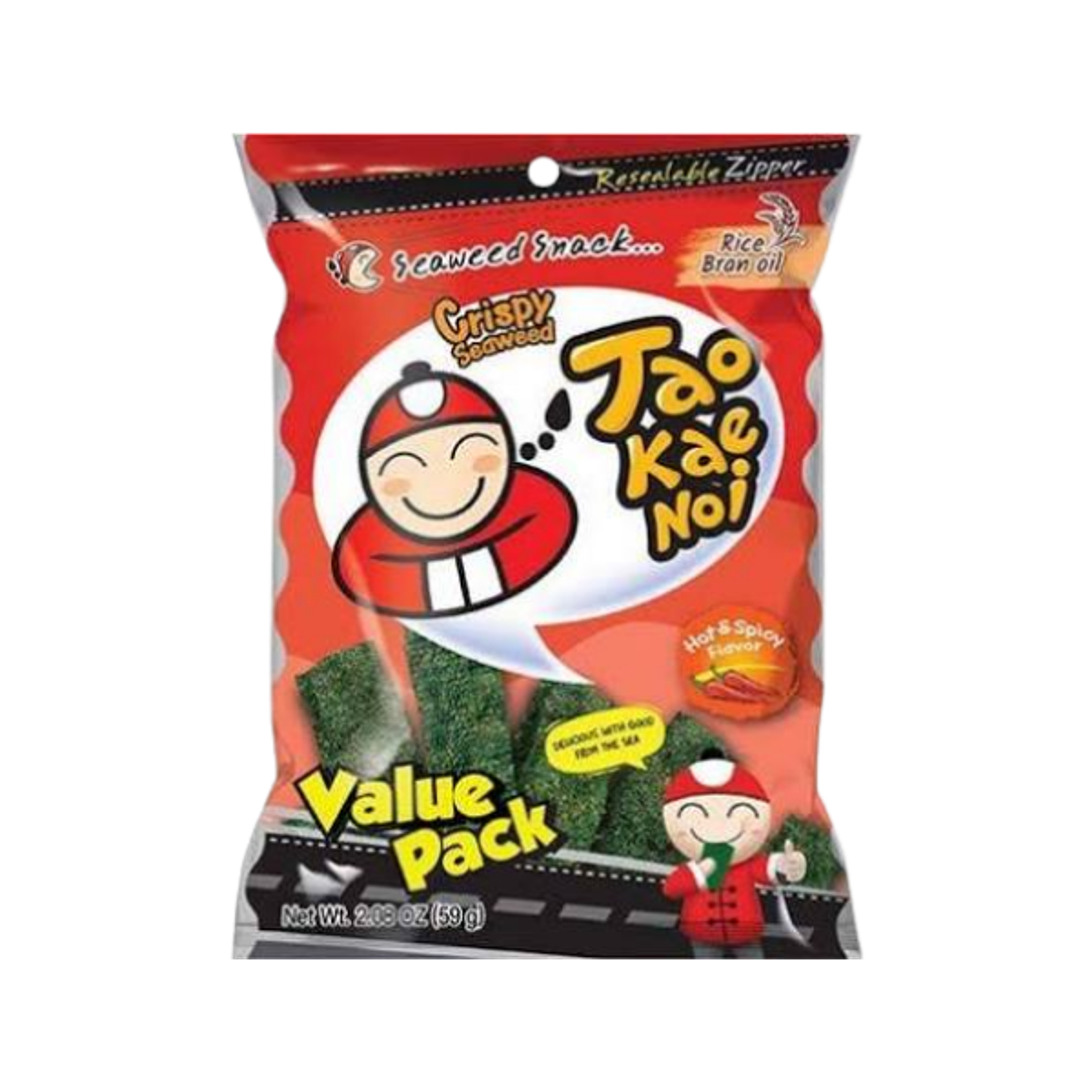 TAOKAENOI Crispy Seaweed Hot & Spicy 59g | Würziger Algensnack mit Chili-Schärfe