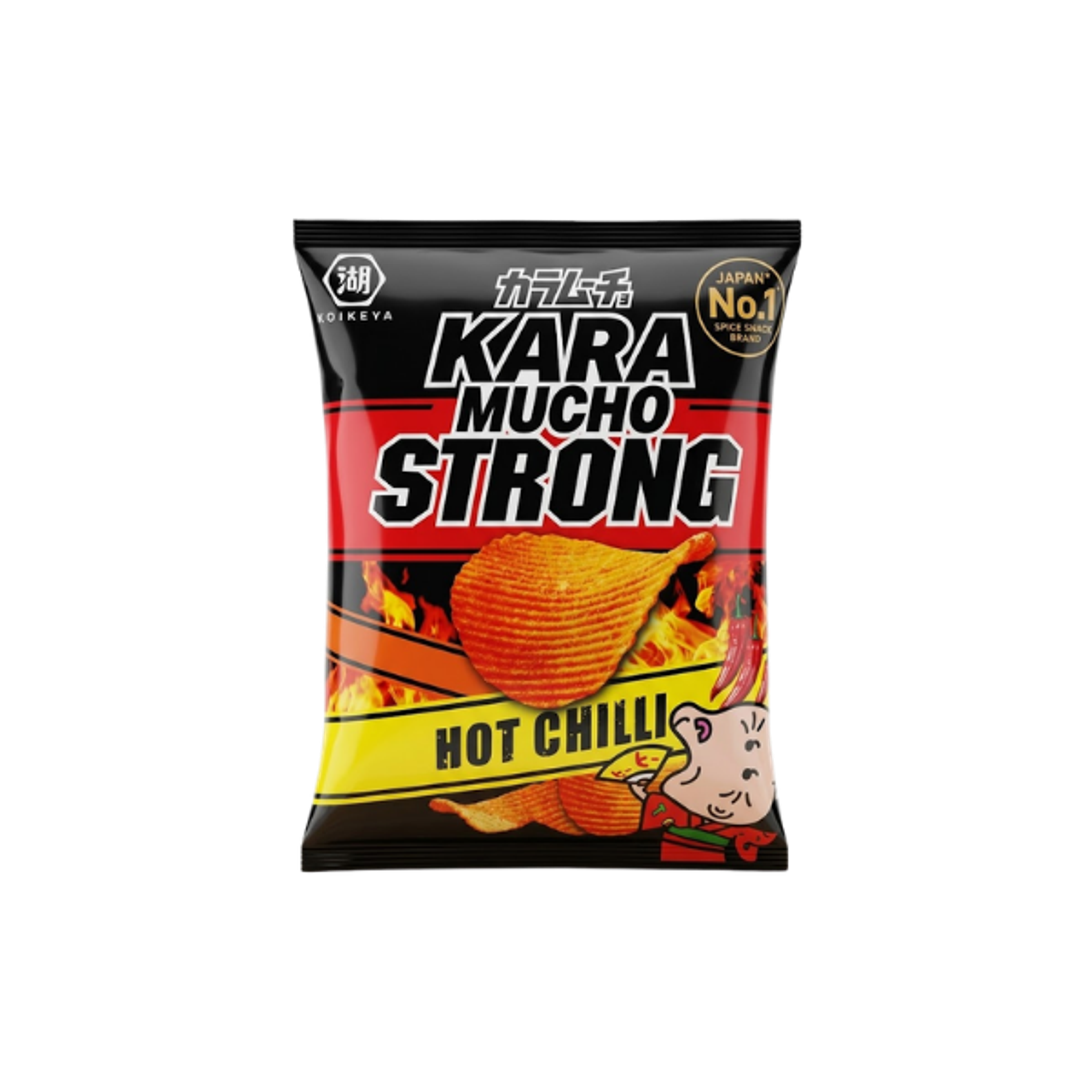 Koikeya Karamucho Potato Chips Hot Chilli Flavour Ridge Cut 60g - Spicy and Crunchy Delight
