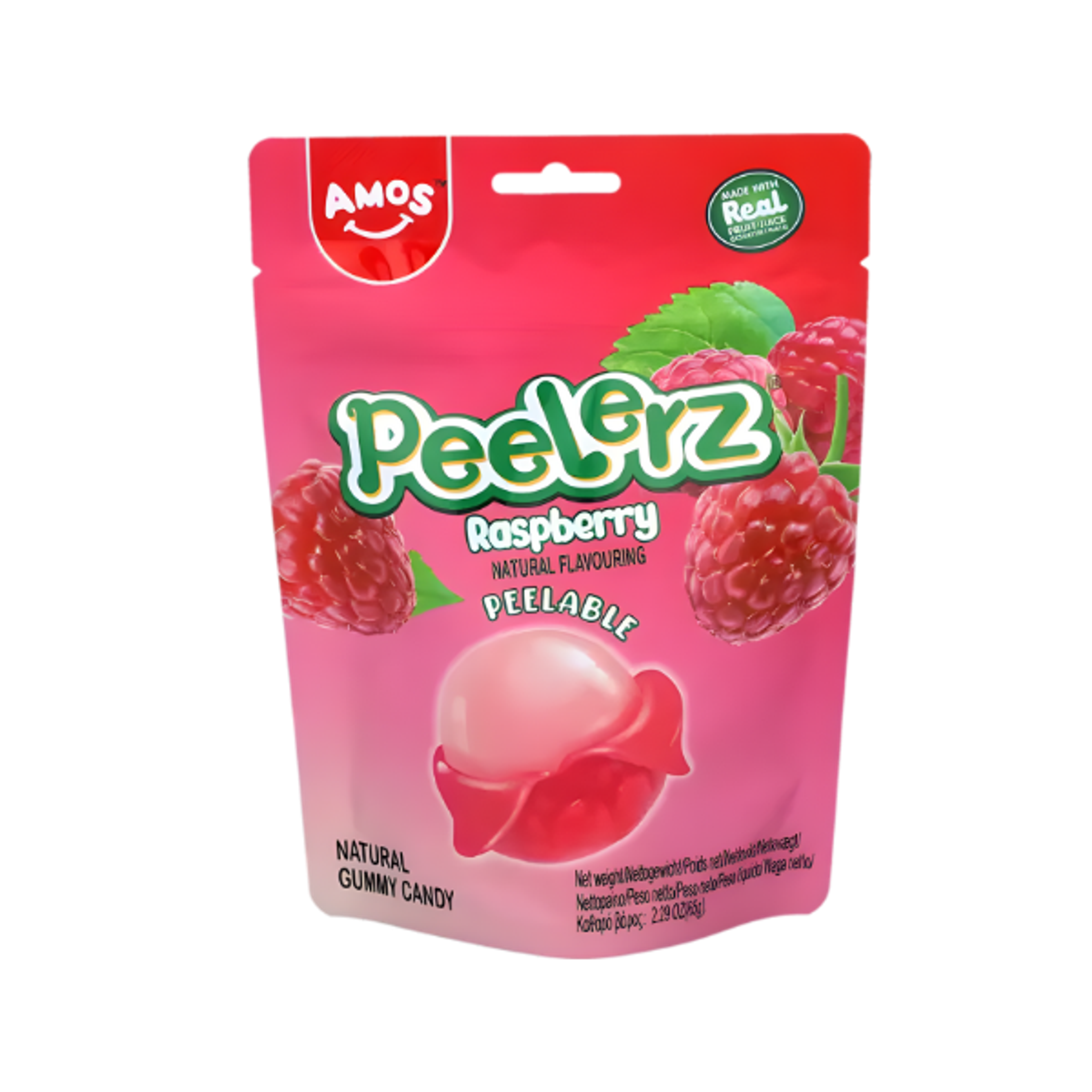 AMOS Peelerz Raspberry 65 g | Schälbares Fruchtgummi aus Asien