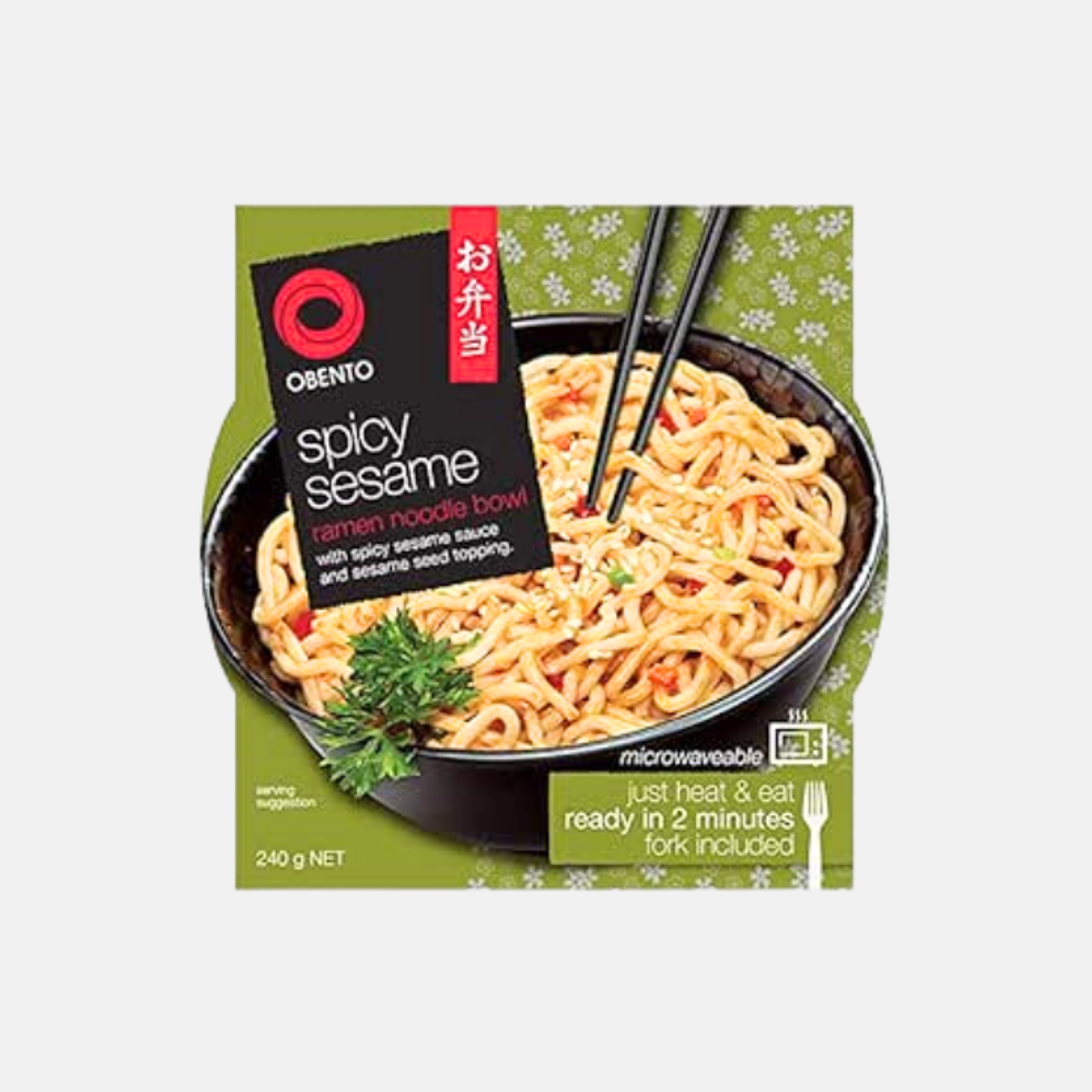 Obento Spicy Sesame Ramen Noodle Bowl 240g - Spicy Sesame Ramen for Quick Enjoyment