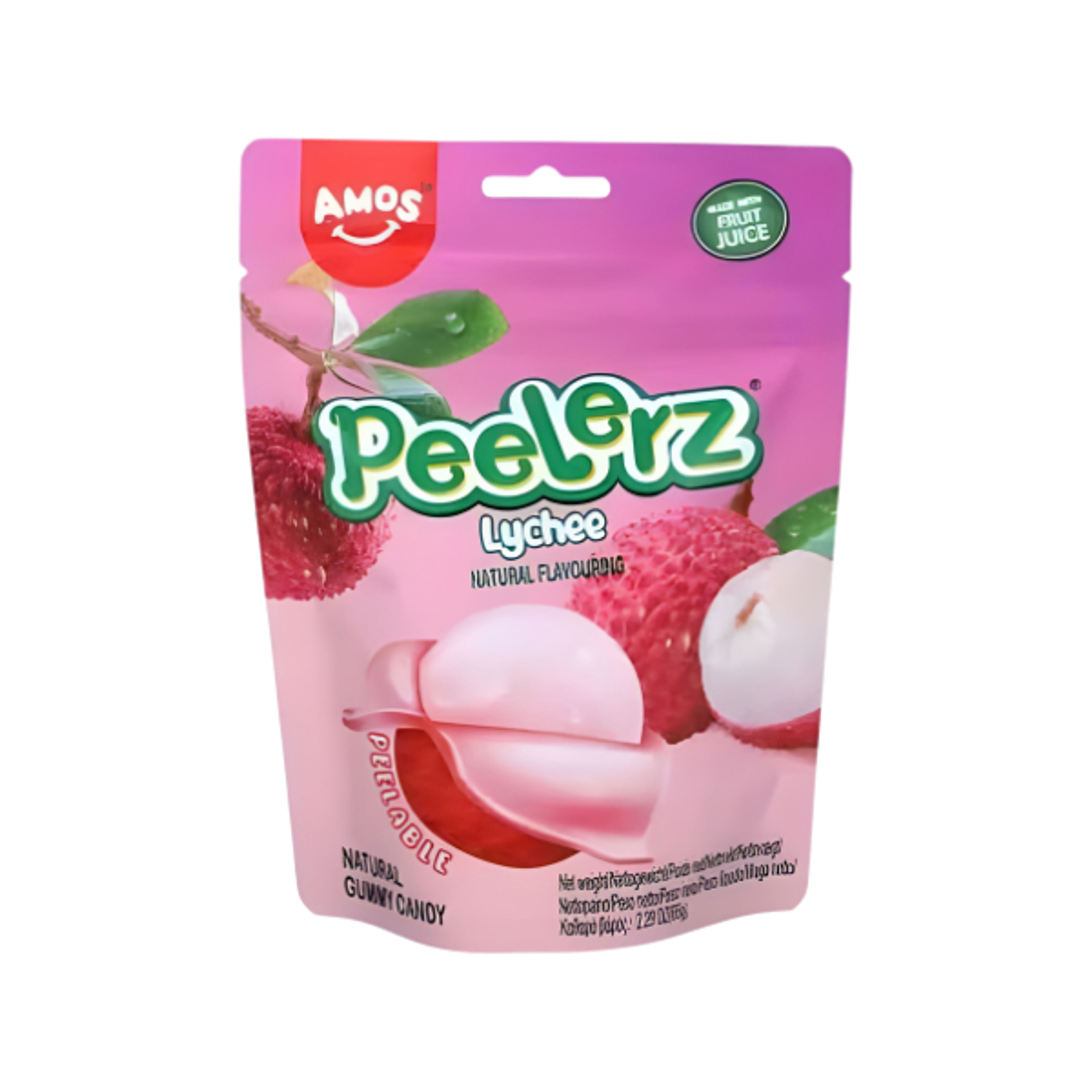 AMOS Peelerz Lychee 65 g | Schälbares Fruchtgummi aus Asien