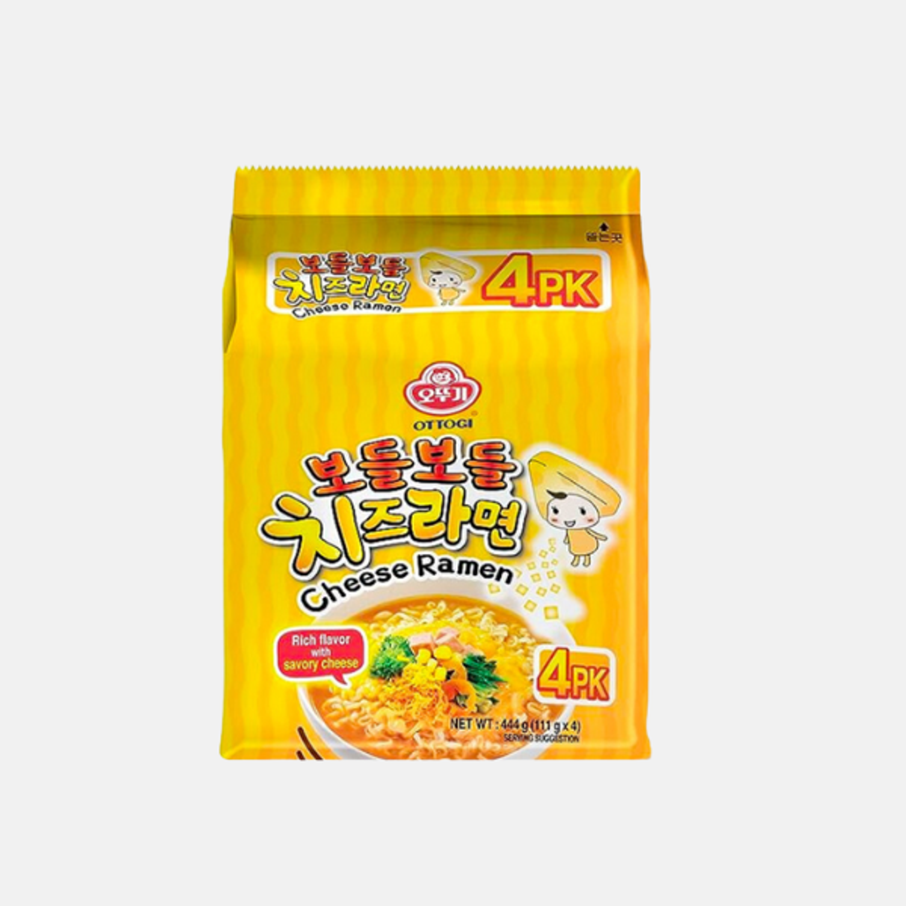 OTTOGI Cheese Ramen 4er-Pack – Koreanische Instant-Nudeln mit herzhaftem Käsegeschmack, 4 Portionen