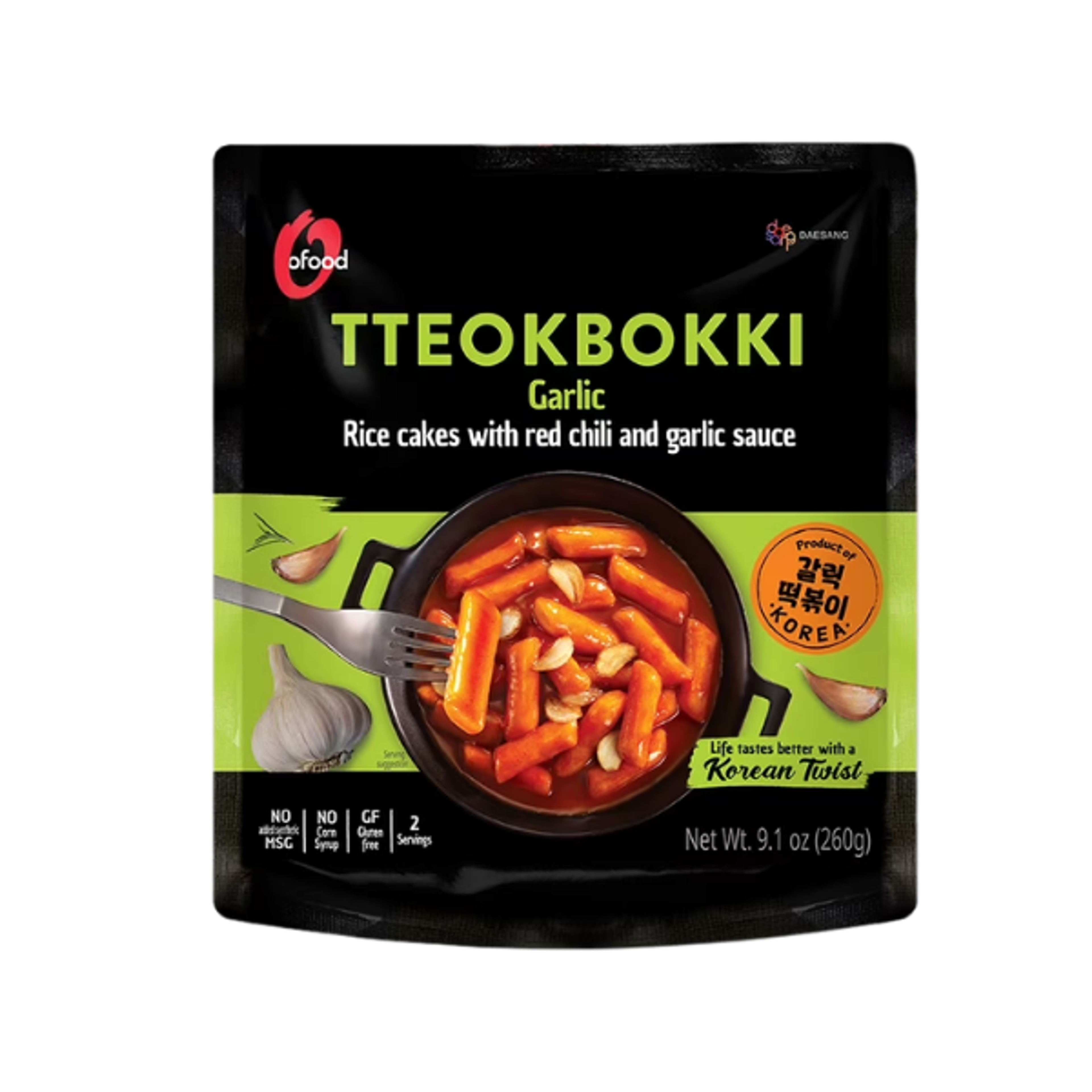 O'FOOD Tteokbokki Chili Knoblauch 260g | Korean Streetfood