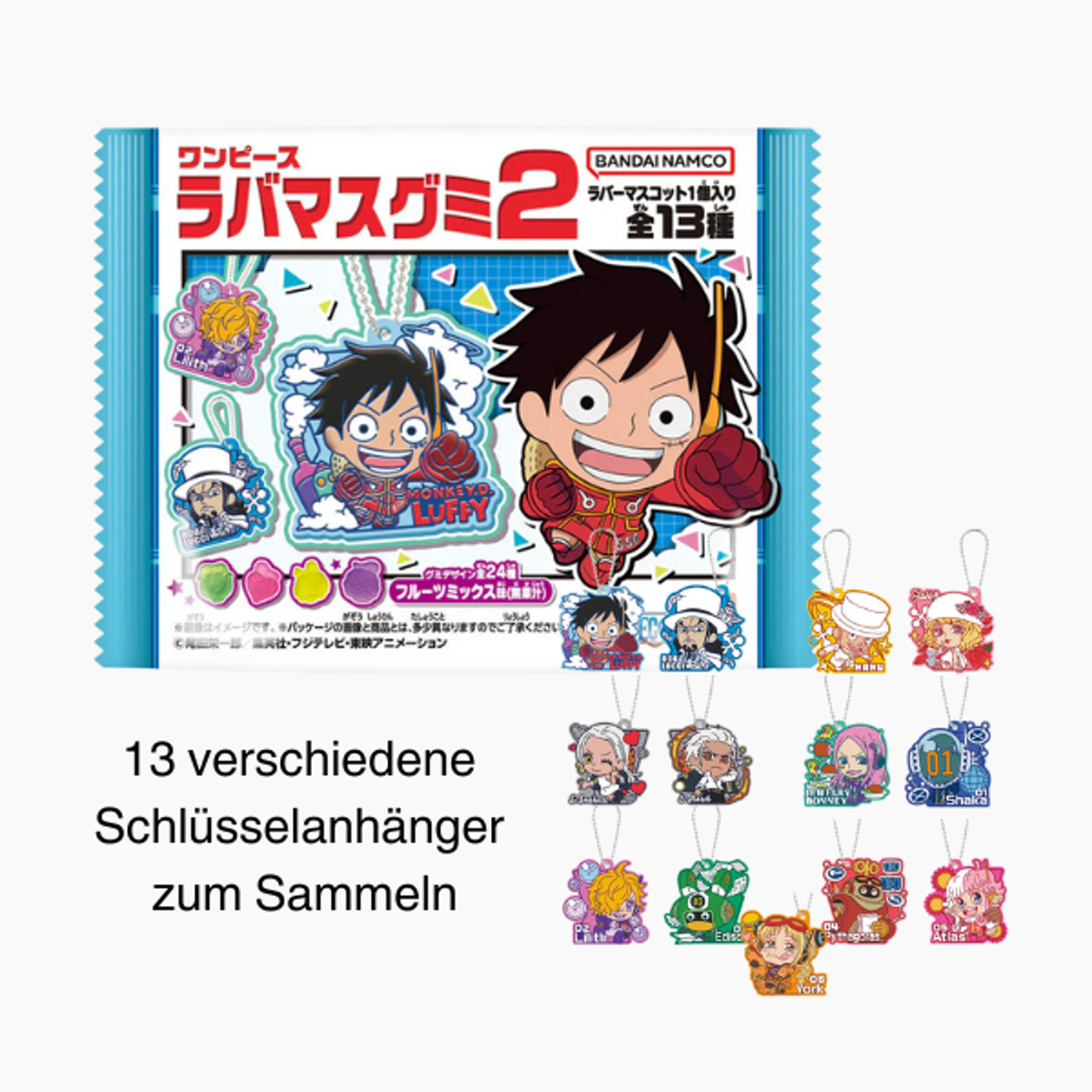 BANDAI One Piece Rabamas Gummy – Fruchtige Gummies mit Sammel-Schlüsselanhänger