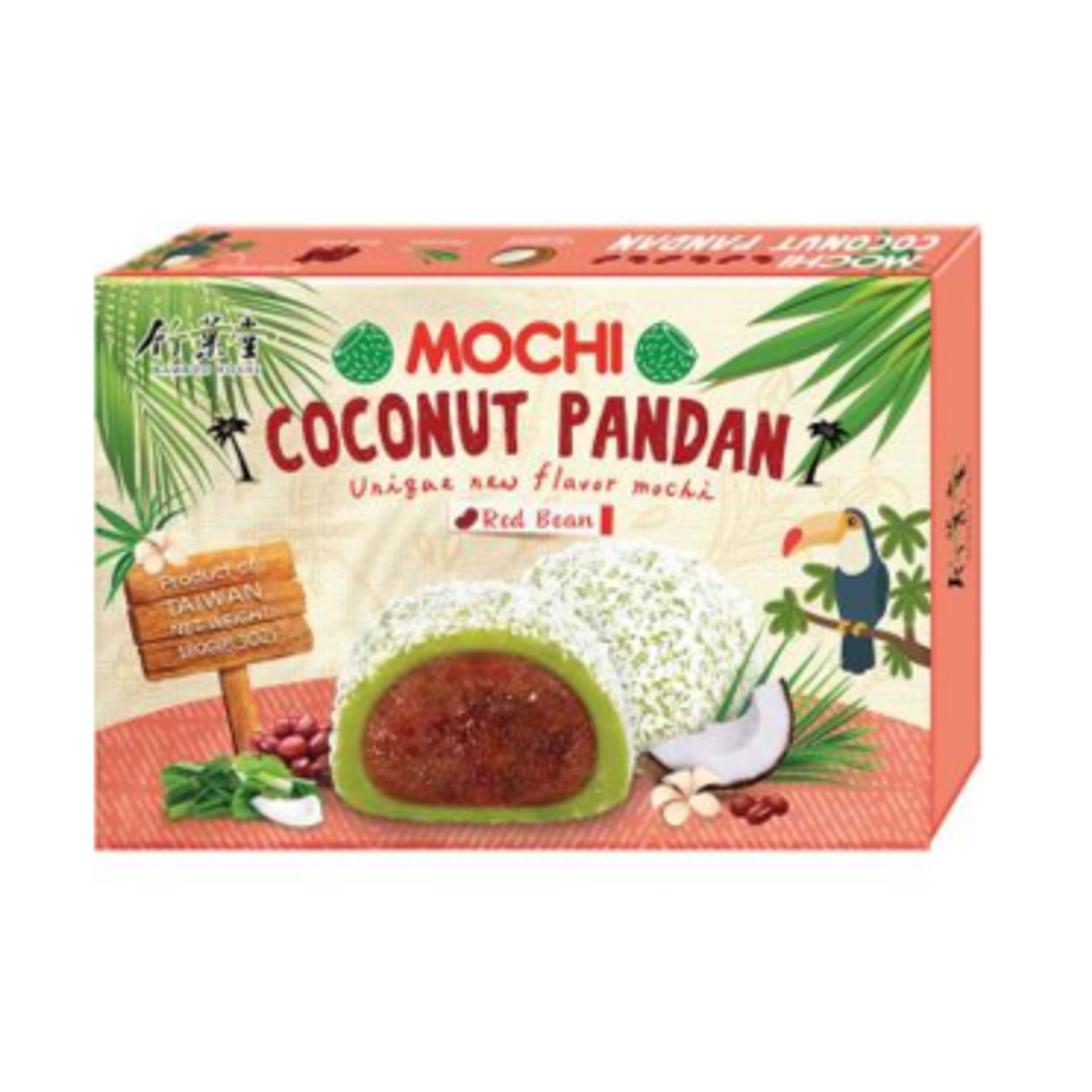 Bamboo House Mochi Kokosnuss Pandan Rote Bohne 180g - Leckere und zarte japanische Süßigkeit